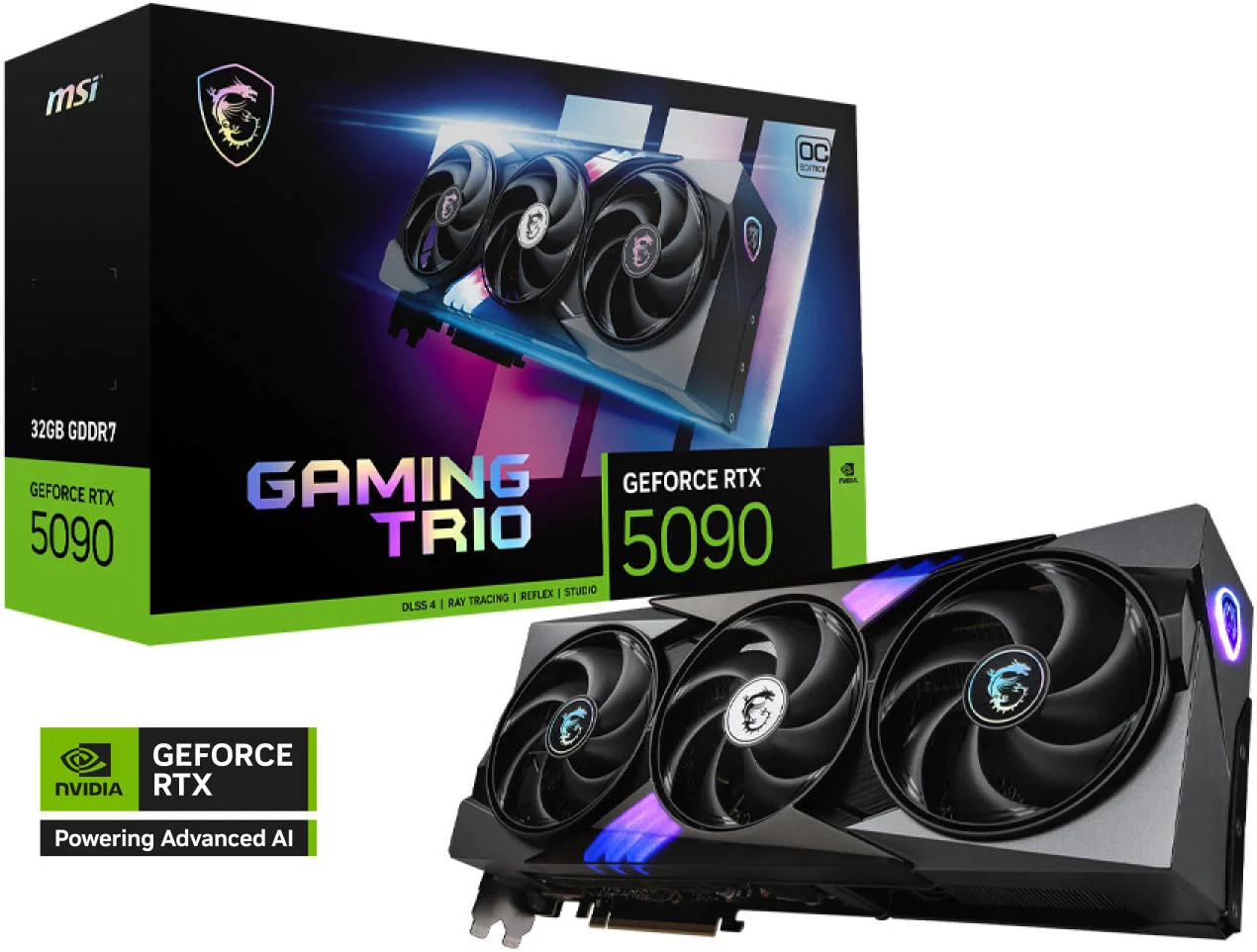 کارت گرافیک MSI GeForce RTX 5090 Gaming Trio OC، حافظه 32 گیگابایت GDDR7 512-Bit، فرکانس بوست 2482 مگاهرتز، سرعت حافظه 28 گیگابیت بر ثانیه، 21760 هسته CUDA، PCI Express Gen 5 | 912-V530-024