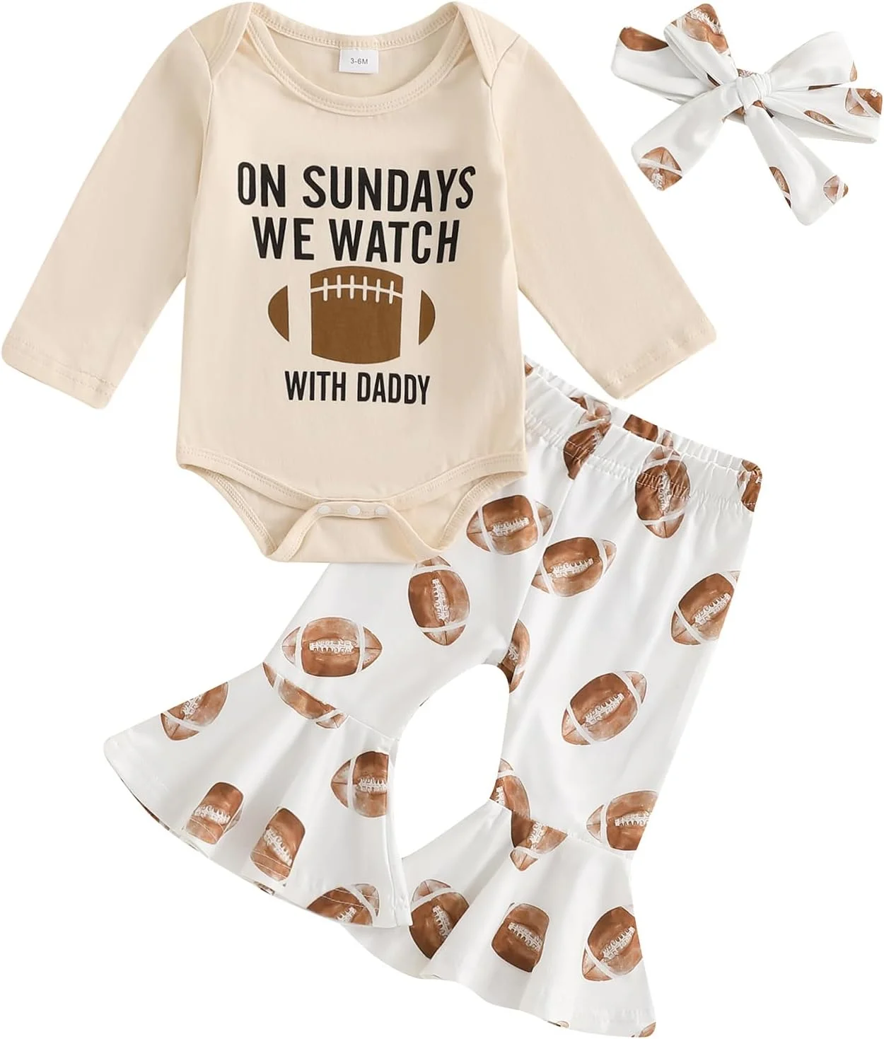 لباس نوزادی دخترانه سیوریگائوکا با طرح فوتبال، رامپر و شلوار دمپا گشاد مناسب روزهای مسابقه