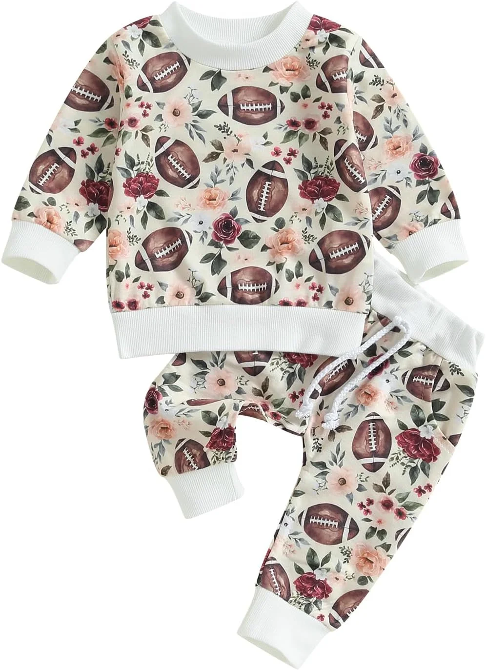 لباس نوزادی پسرانه دخترانه، بلوز آستین بلند یقه گرد و شلوار، مناسب فصل پاییز و زمستان