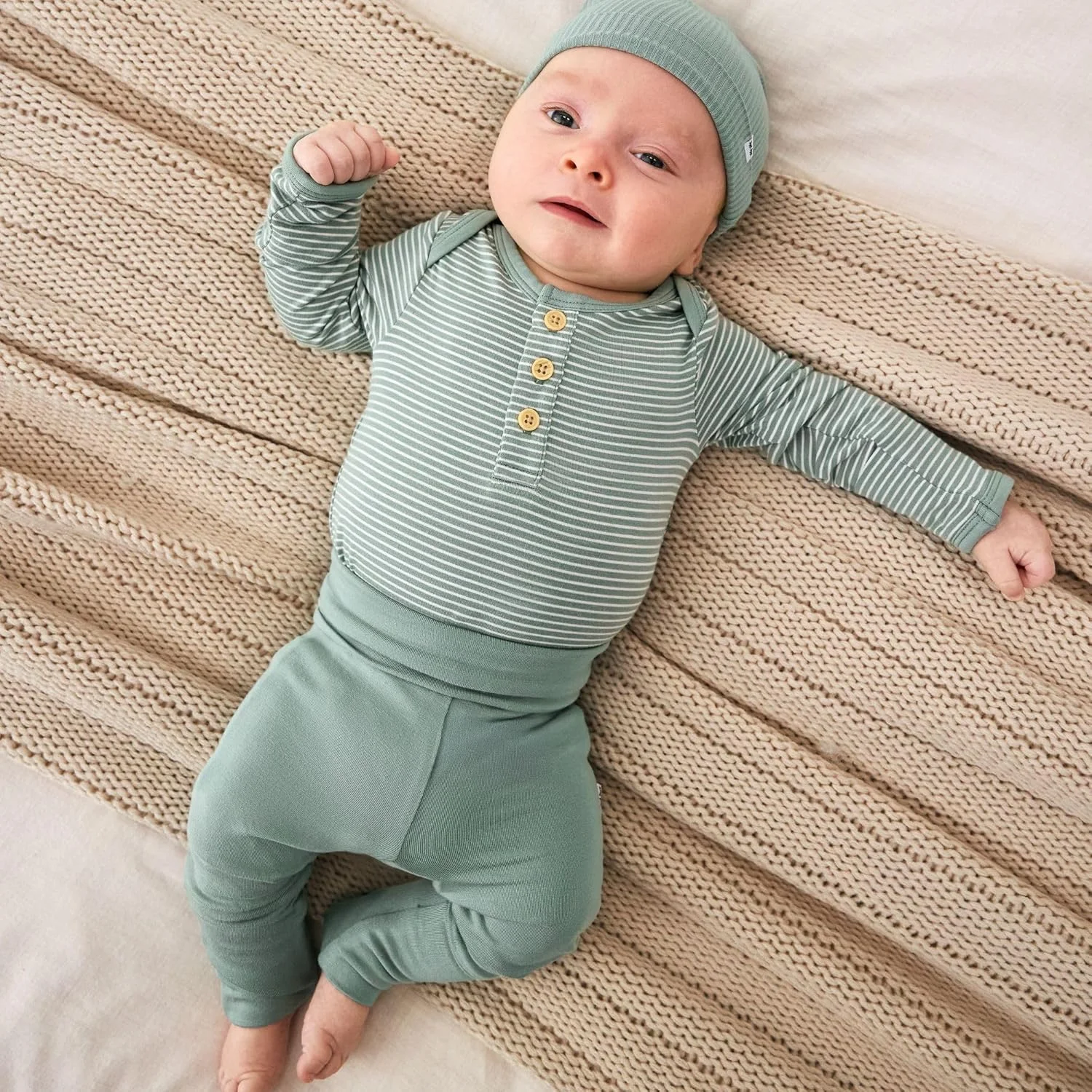 شلوار نوزادی Little Sleepies مناسب دختران و پسران، شلوار نرم ویسکوز بامبو با سرآستین های تاشو، شلوار کودک