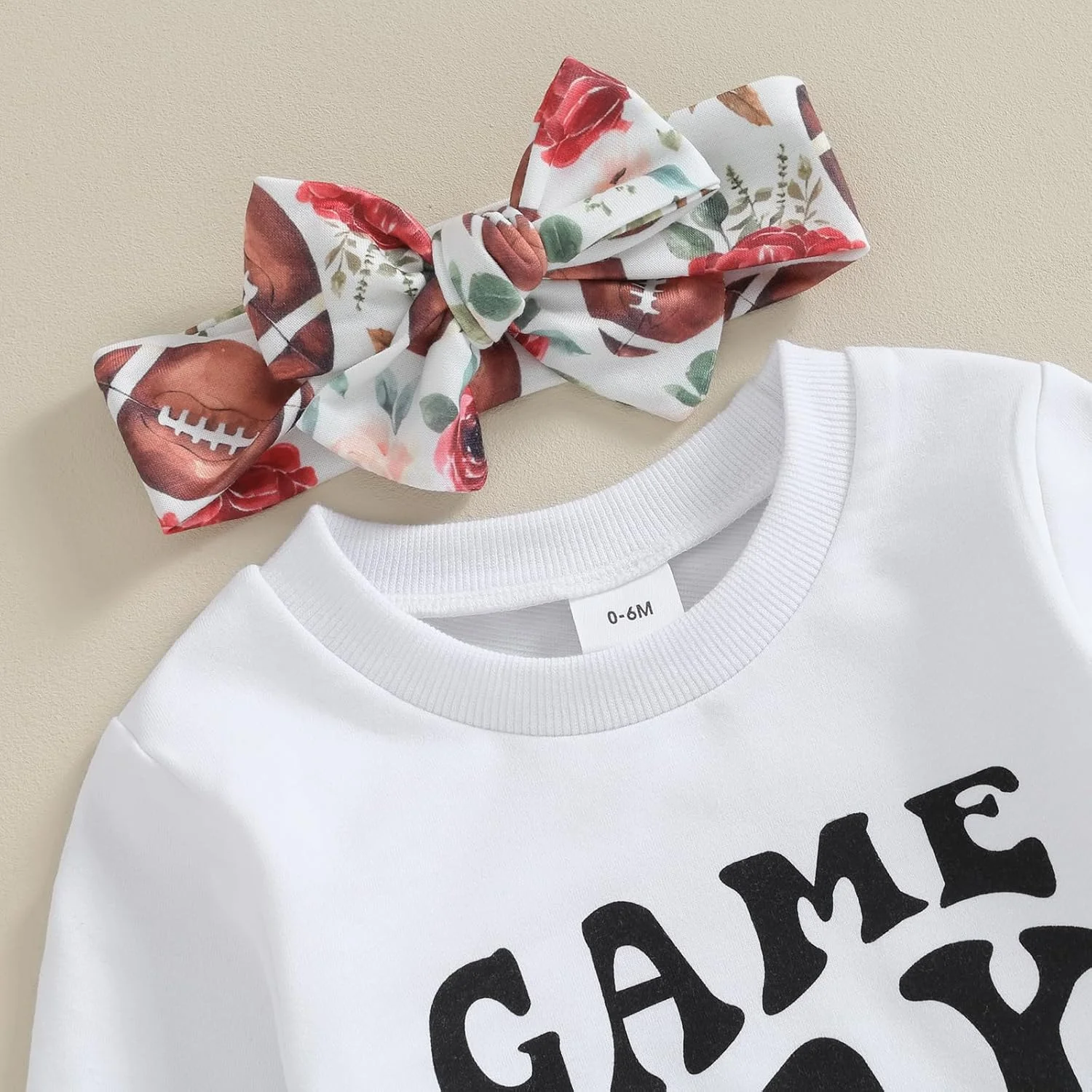 ست 3 تکه لباس دخترانه نوزادی شامل بلوز طرح گل آفتابگردان + شلوار + هدبند مناسب فصل پاییز و زمستان