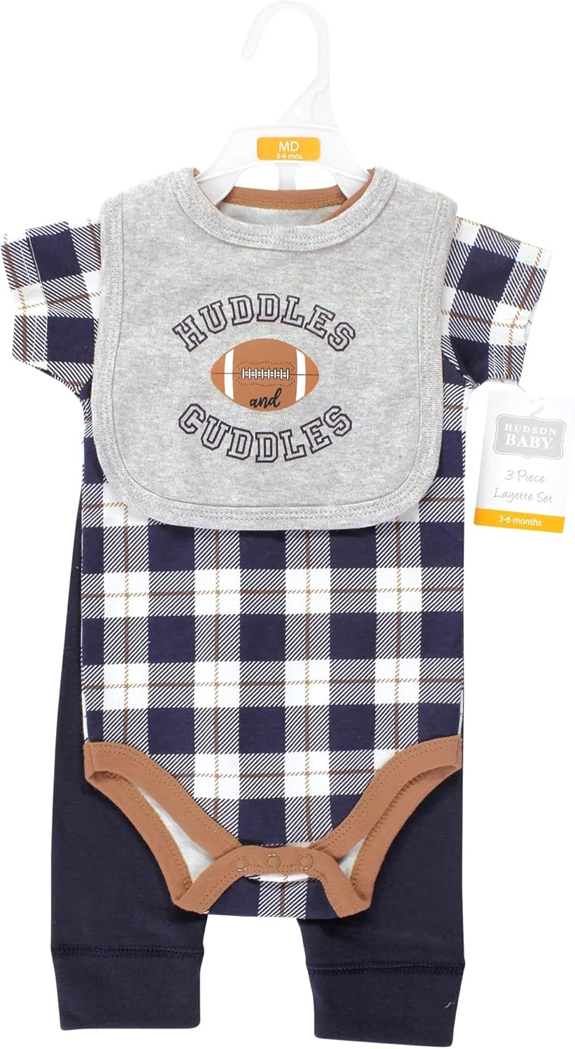 ست لباس نوزادی پنبه ای هادسون بیبی شامل بادی، شلوار و پیش بند