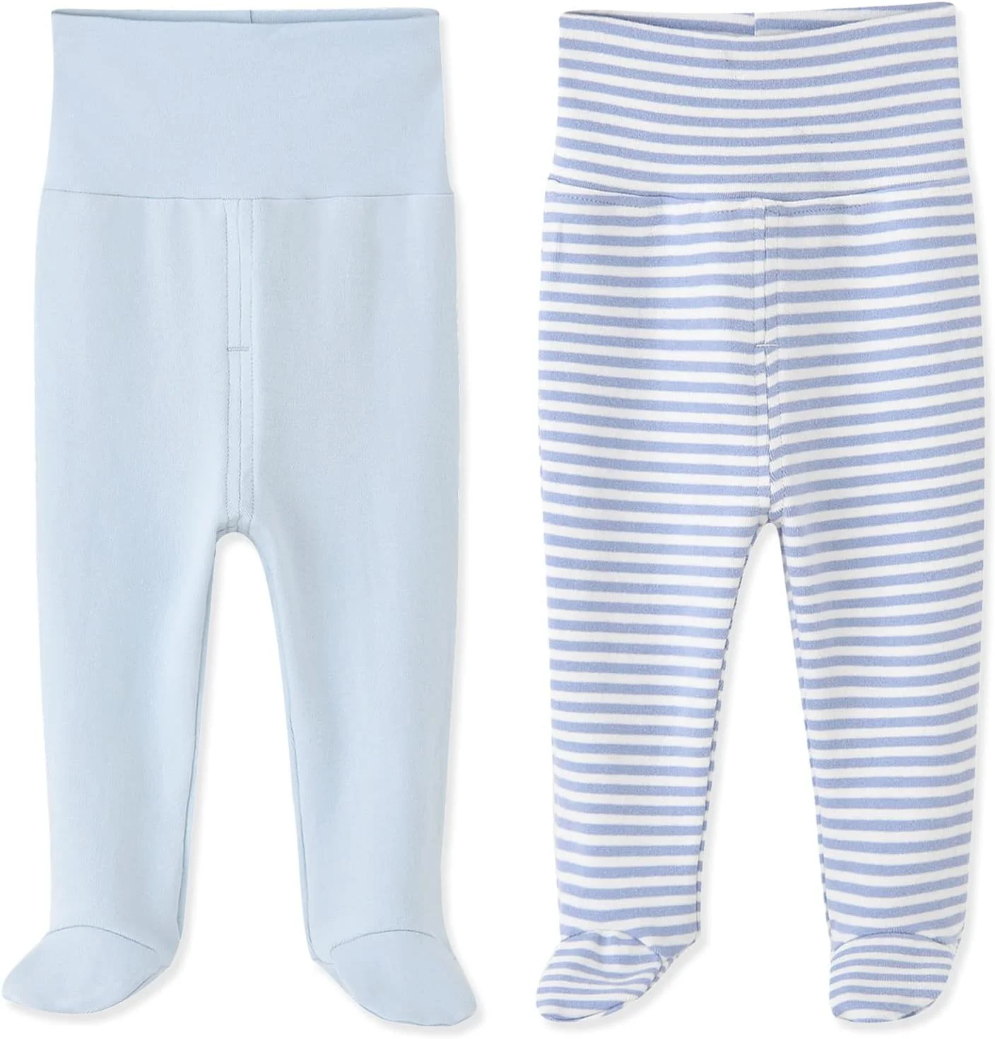 شلوار نوزادی پا دار، مناسب 0 تا 12 ماه، بسته 2 عددی، آبی، 6-12 ماه
