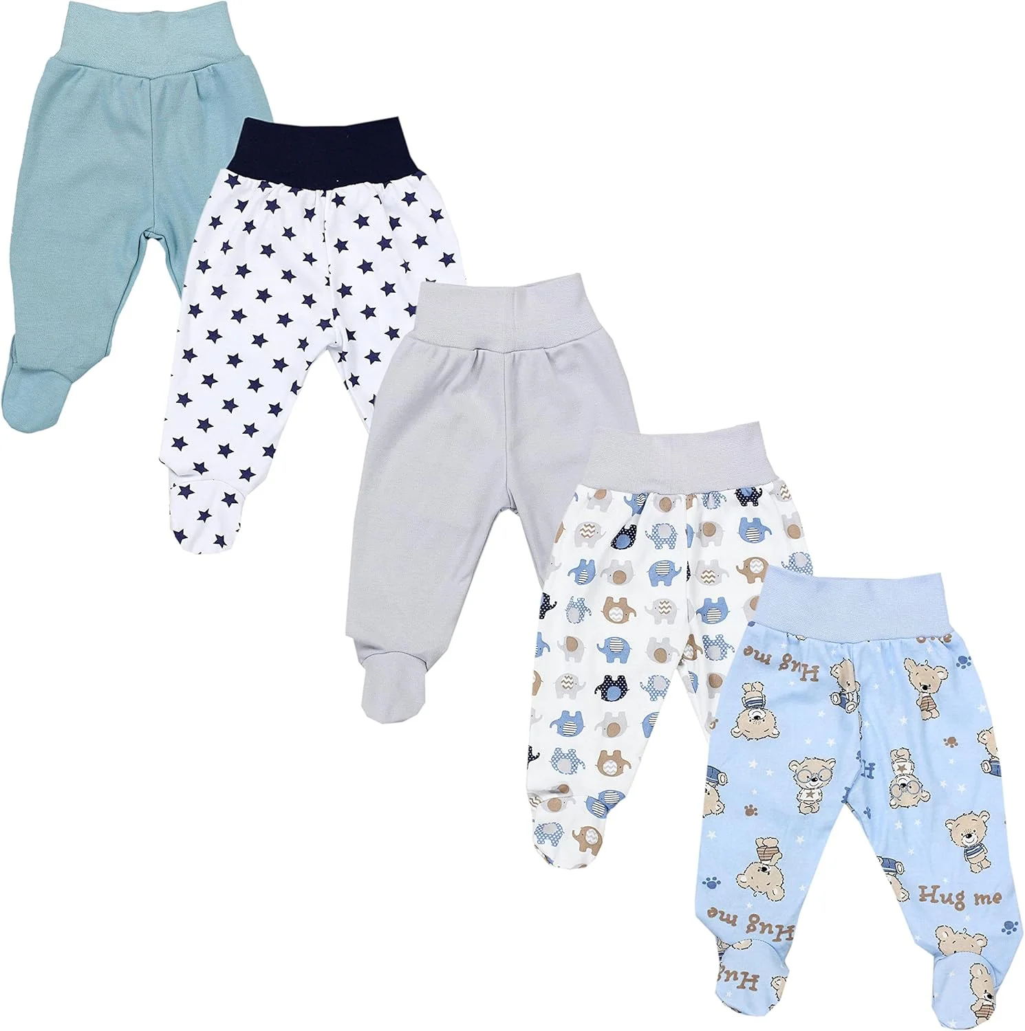 TupTam شلوار نوزادی طرح دار با جوراب بسته 5 عددی