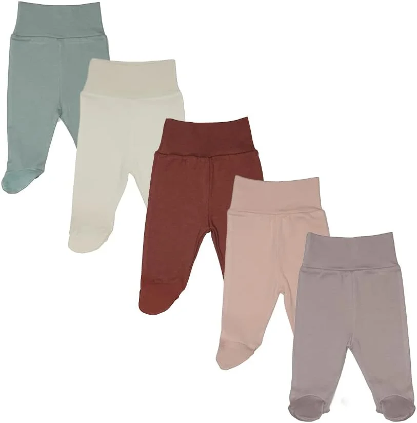 شلوار نوزادی پا دار، 100% پنبه، بسته 5 عددی. شلوار راحتی نوزادی پا دار. شلوار نوزادی پا دار، شلوار نوزادی پسرانه پا دار، دخترانه