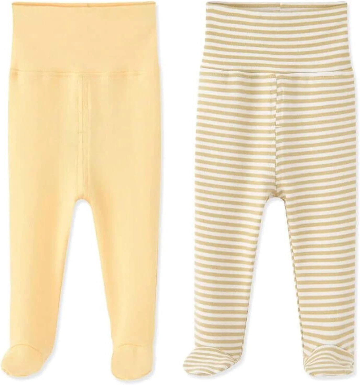 شلوار نوزادی پا دار، مناسب 0 تا 12 ماه، بسته 2 عددی، زرد، 0-3 ماه