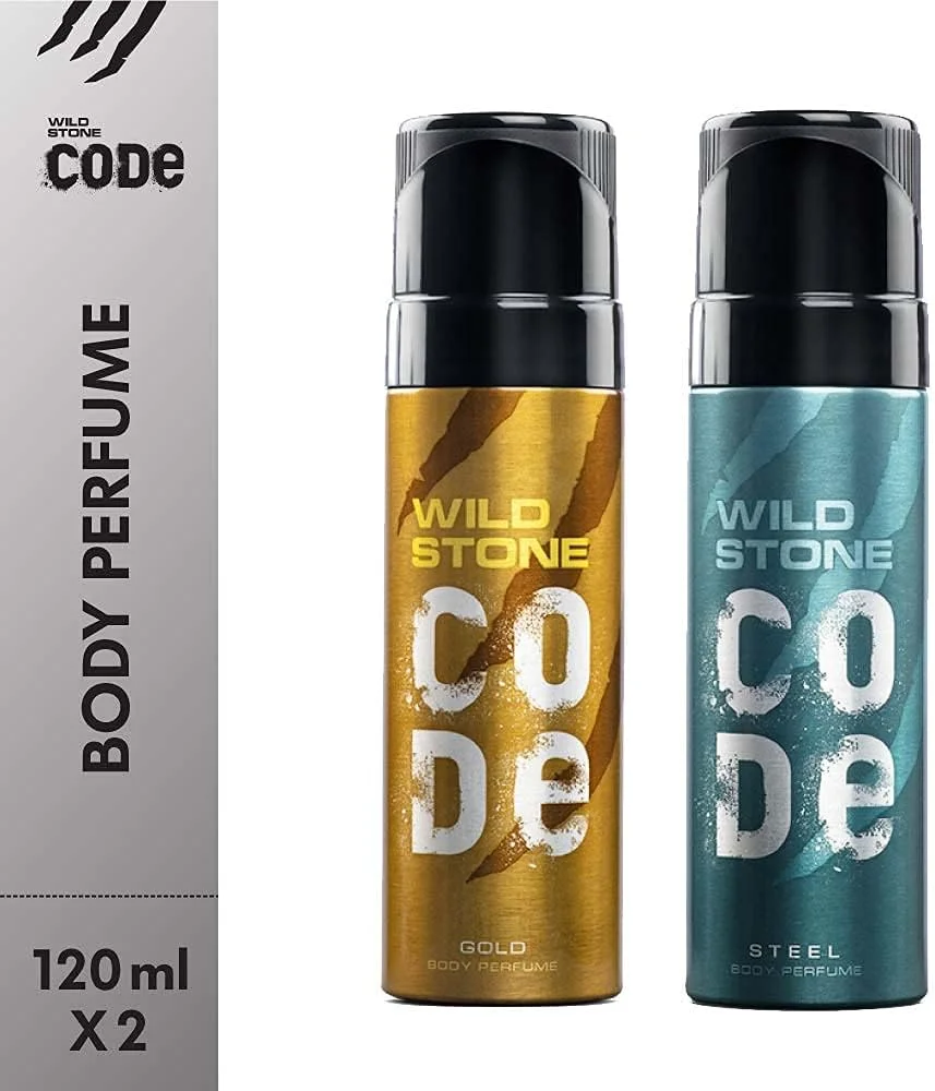 مجموعه اسپری بدن مردانه بدون گاز وایلد استون کد استیل و گلد، بسته 2 عددی (هر کدام 120 میلی لیتر)