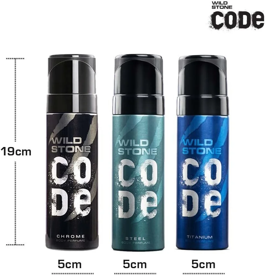 اسپری عطر بدن مردانه وایلد استون کد، کروم، استیل و تیتانیوم، بسته 3 عددی (150 میلی لیتر)