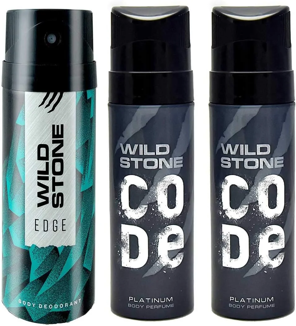 ادکلن مردانه و اسپری بدن وایلد استون مدل Edge and 2 Platinum، حجم 390 میلی لیتر