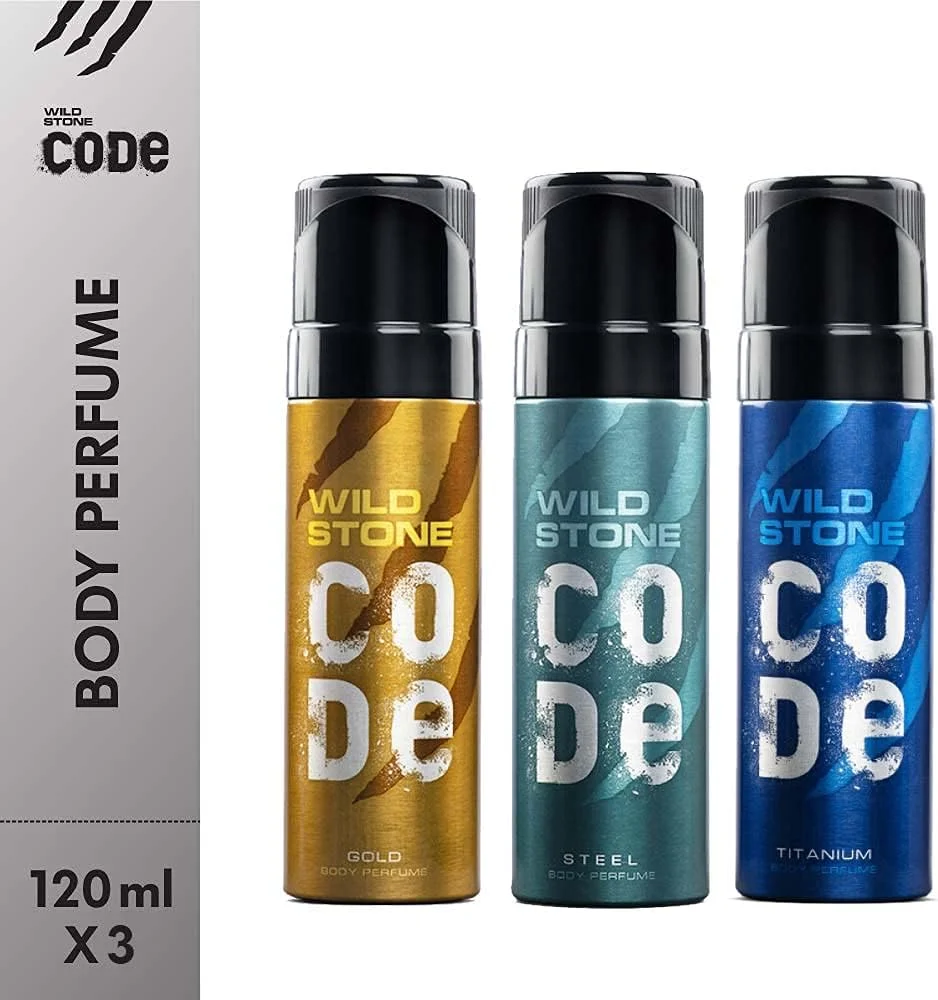 مجموعه عطر بدن مردانه بدون گاز وایلد استون کد "طلایی، استیل و تیتانیوم"، بسته 3 عددی (هر کدام 120 میلی لیتر)