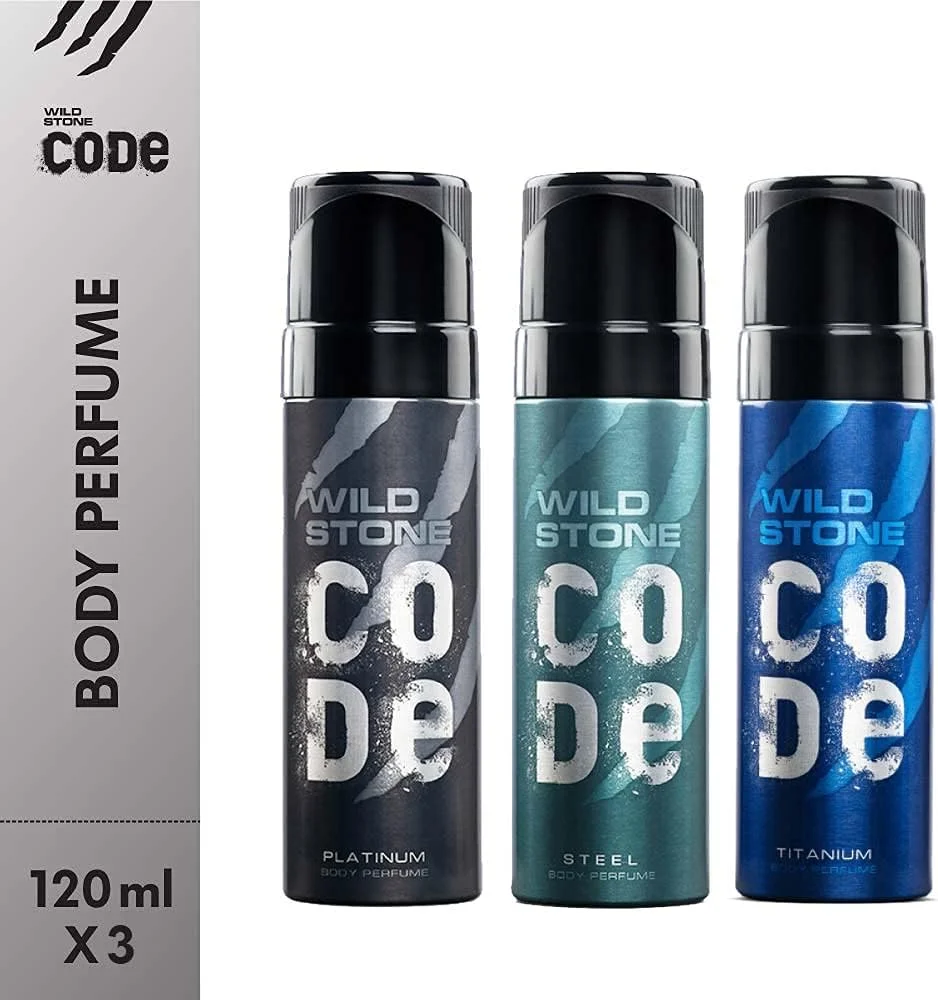 مجموعه اسپری بدن مردانه وایلد استون کد پلاتینیوم، استیل و تیتانیوم بدون گاز، بسته 3 عددی (120 میلی لیتر)