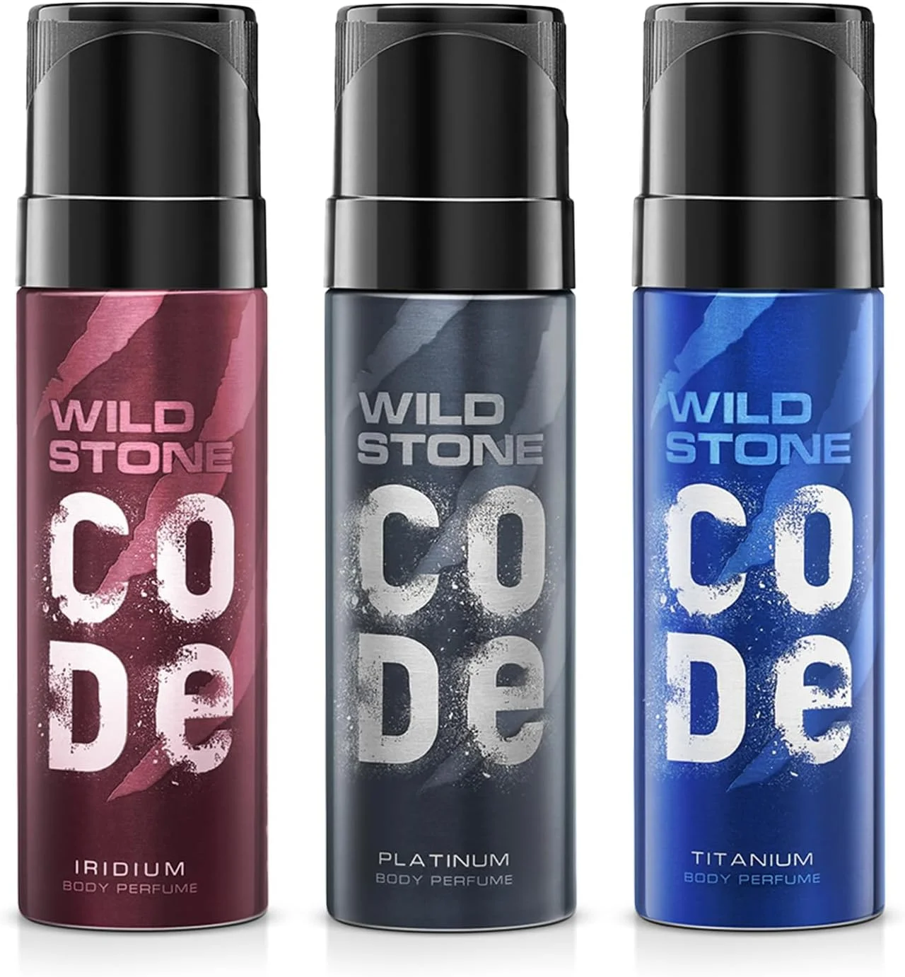 مجموعه سه عددی عطر بدن مردانه بدون گاز وایلد استون کد (ایریدیوم، پلاتینیوم و تیتانیوم)، 120 میلی لیتر