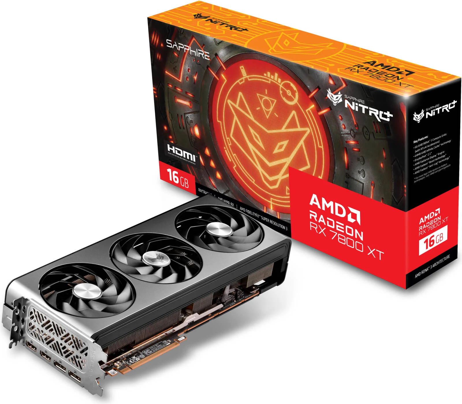 کارت گرافیک Sapphire NITRO+ AMD Radeon RX 7800 XT، حافظه 16GB GDDR6 256-Bit، فرکانس بوست 2565 مگاهرتز، فرکانس حافظه 19.5 گیگابیت بر ثانیه، 3840 پردازنده جریانی، PCI-Express 4.0 x16 | 11330-01-20G