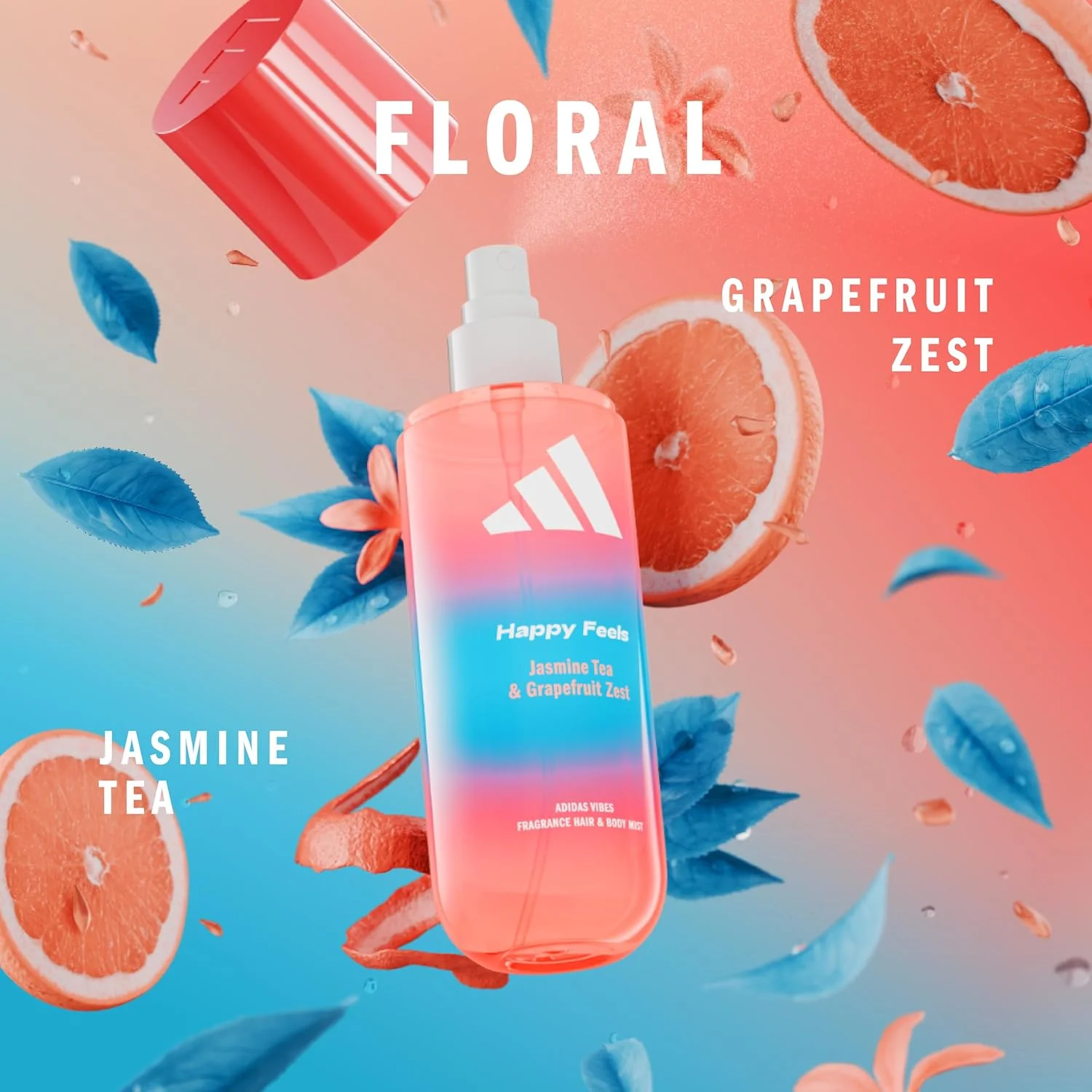 اسپری مو و بدن زنانه آدیداس Vibes Happy Feels، تقویت کننده خلق و خو، رایحه چای یاس و پوست گریپ فروت، مناسب برای هر مناسبت، 236 میلی لیتر اسپری مو و بدن زنانه آدیداس Vibes Happy Feels، تقویت کننده خلق و خو، رایحه چای یاس و پوست گریپ فروت، مناسب برای هر مناسبت، 236 میلی لیتر