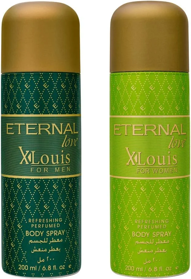 اسپری بدن Eternal Love مردانه Xlouis حجم 200 میلی لیتر به همراه اسپری بدن زنانه Xlouis حجم 200 میلی لیتر، 200 میلی لیتر (بسته 2 عددی)