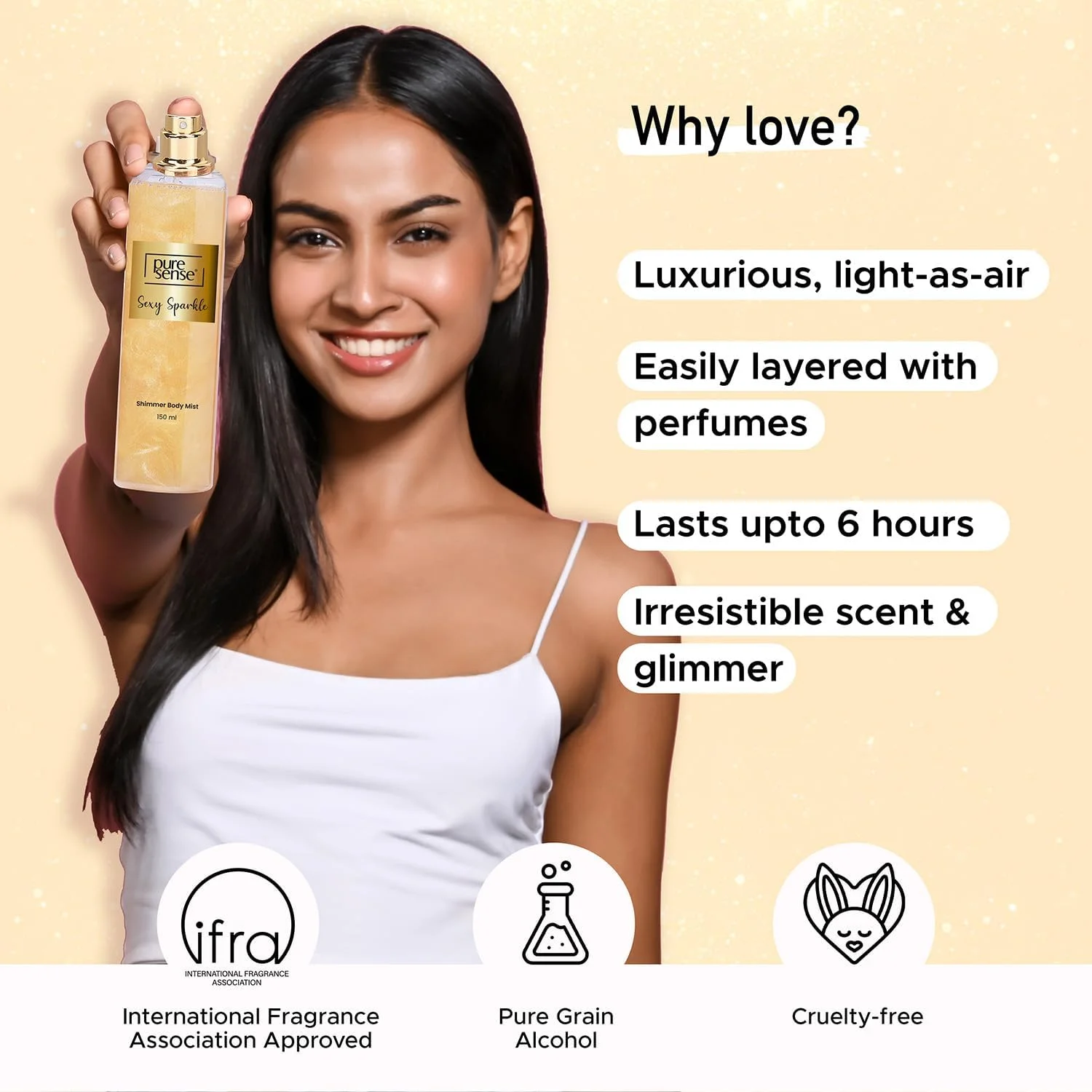 اسپری بادی میست اکلیلی طلایی PureSense برای بانوان | رایحه با طراوت لوکس ماندگار | مناسب مسافرت | 150 میلی لیتر