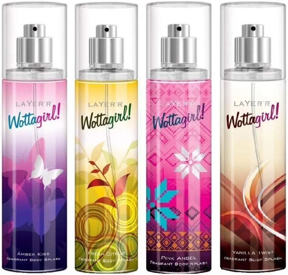 لیرر واتاگرل مجموعه 4 عددی بادی اسپلش با رایحه های مرکبات تازه، کهربا، فرشته صورتی و وانیل