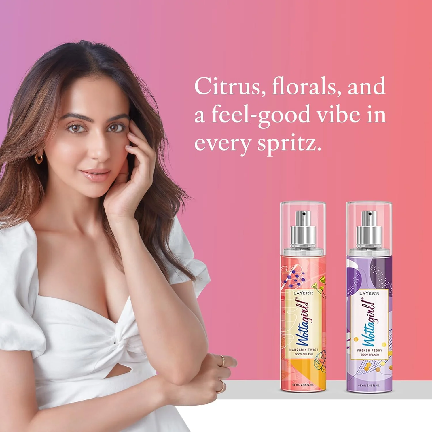 پک دو عددی بادی اسپلش زنانه لایر واتگرل - ماندارین تویست 60 میلی لیتر و فرنچ پیونی 60 میلی لیتر، اسپری، زنانه پک دو عددی بادی اسپلش زنانه لایر واتگرل - ماندارین تویست 60 میلی لیتر و فرنچ پیونی 60 میلی لیتر، اسپری، زنانه