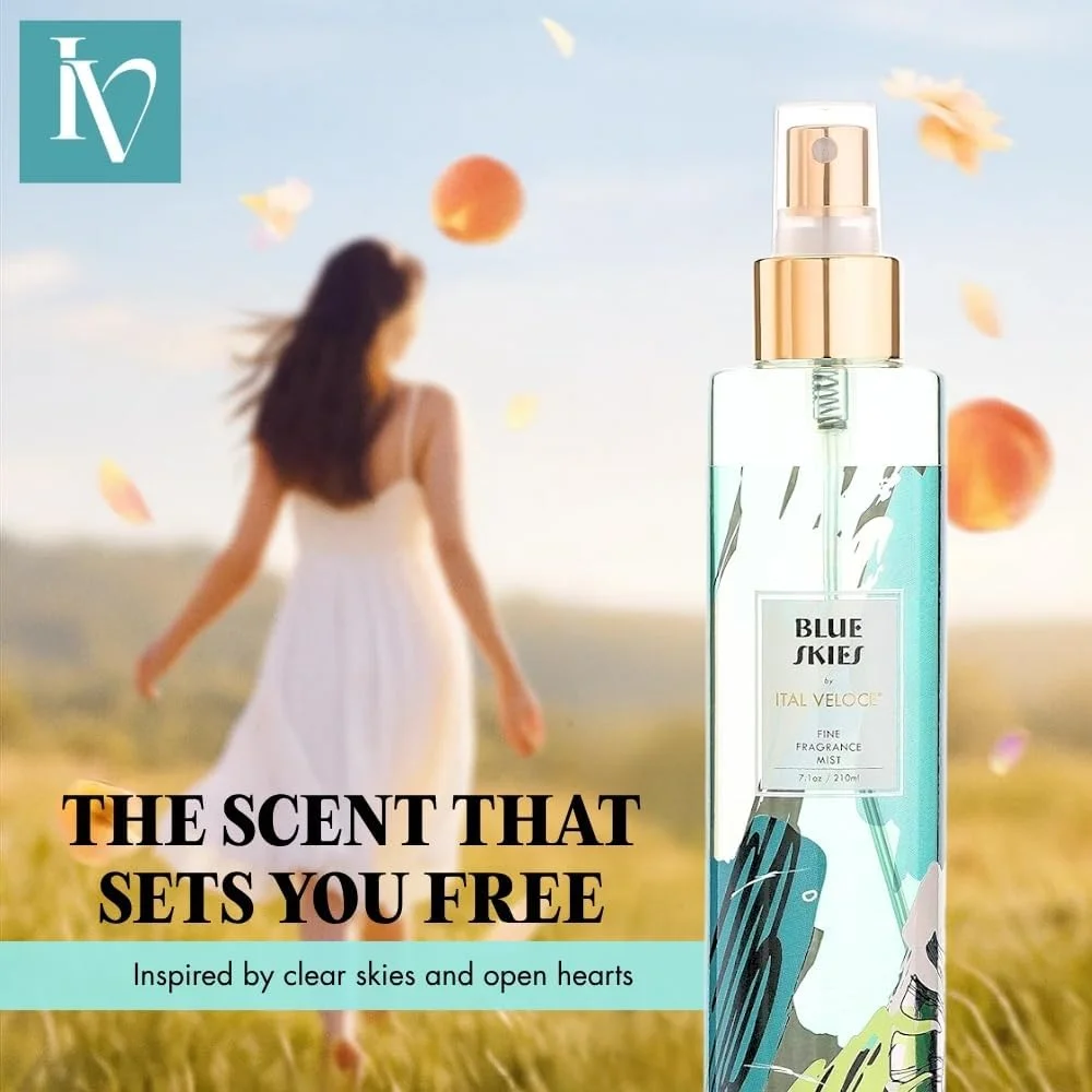 اسپری خوشبو کننده بدن زنانه ایتال ولوچه مدل Blue Skies، حجم 210 میلی لیتر