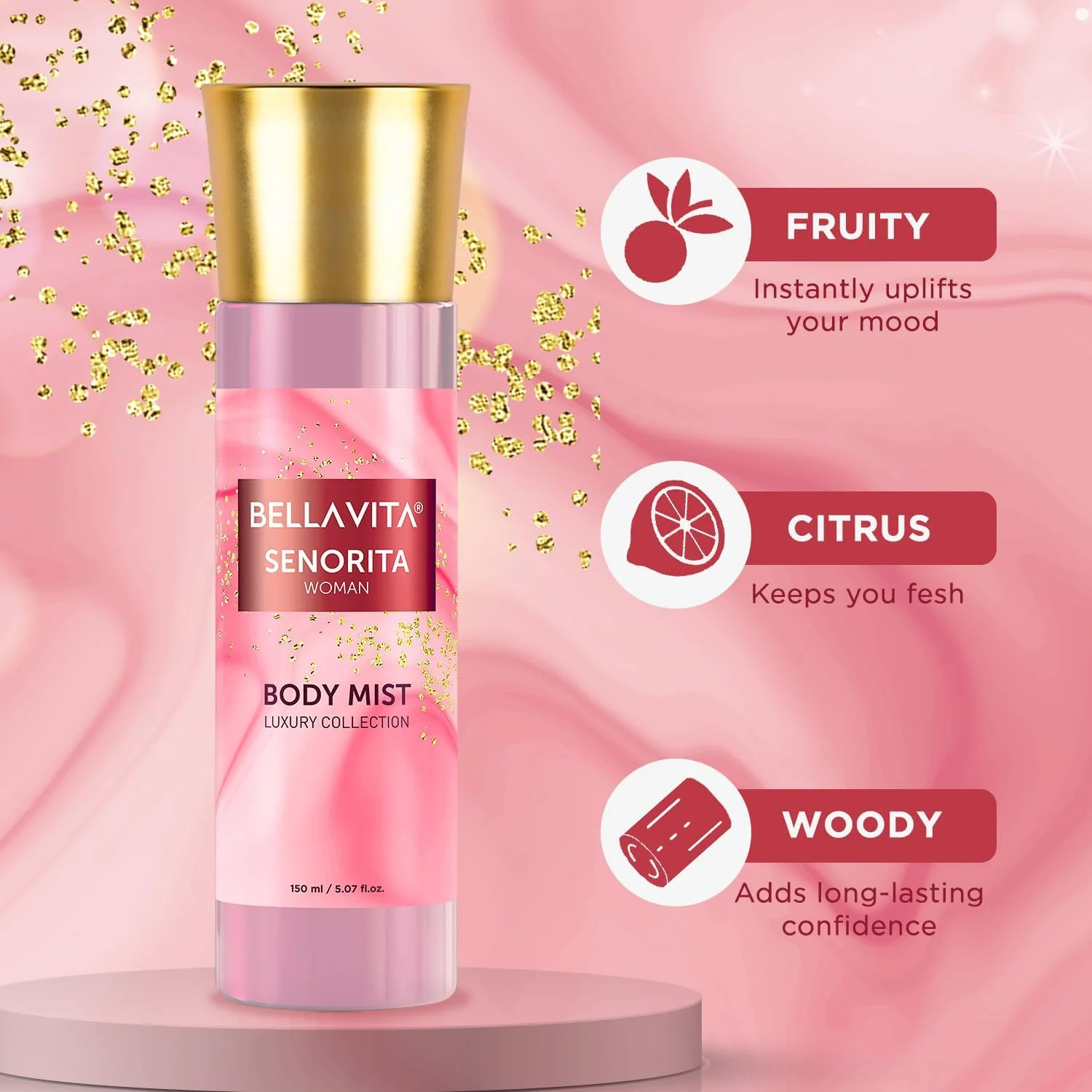 مجموعه اسپری بدن زنانه بلا ویتا لاکچری مدل دیت و سنوریتا با رایحه های با طراوت گل و میوه وانیل، انار و نعناع، 150 میلی لیتر