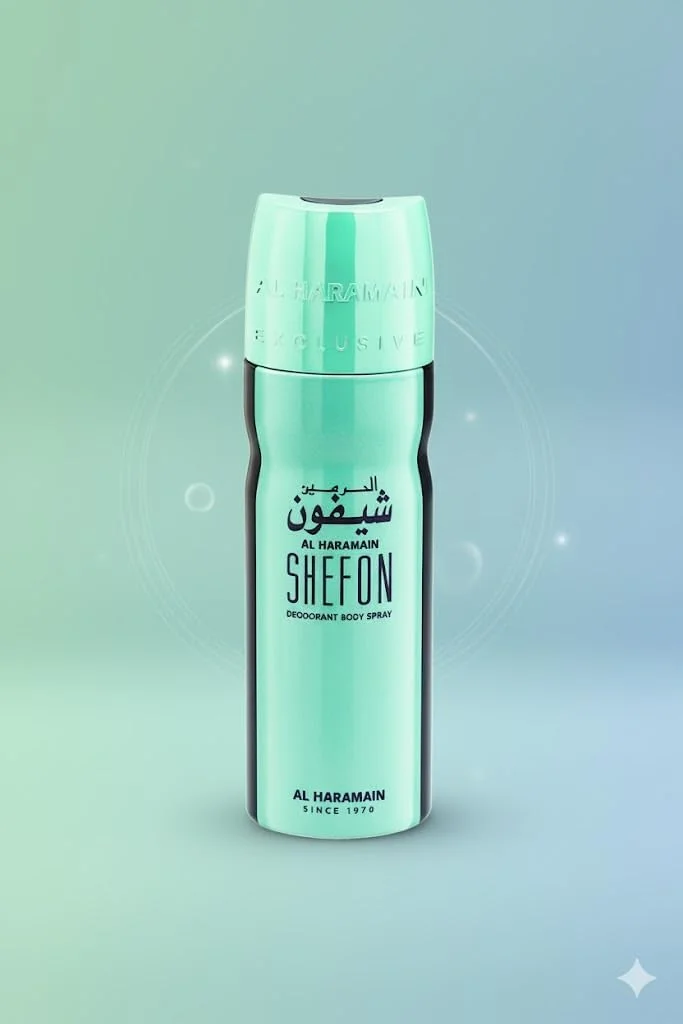 اسپری بدن لوکس унисекс الشیفون الحرمین، 200 میلی لیتر، رایحه گلی شیپر، رایحه ماندگار گل و مشک تازه، بطری شیشه ای، ساخت امارات متحده عربی