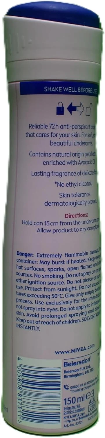 اسپری بدن زنانه نیوآ با ماندگاری 48 ساعته - مروارید و زیبایی، 3 عدد در بسته 150 میلی لیتر