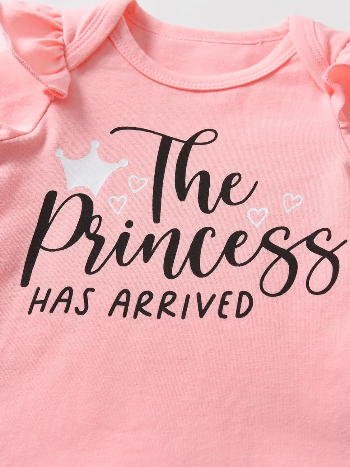 ست لباس ۳ تکه نوزاد دخترانه شامل تاپ طرح دار چین دار و شلوار پاپیون دار