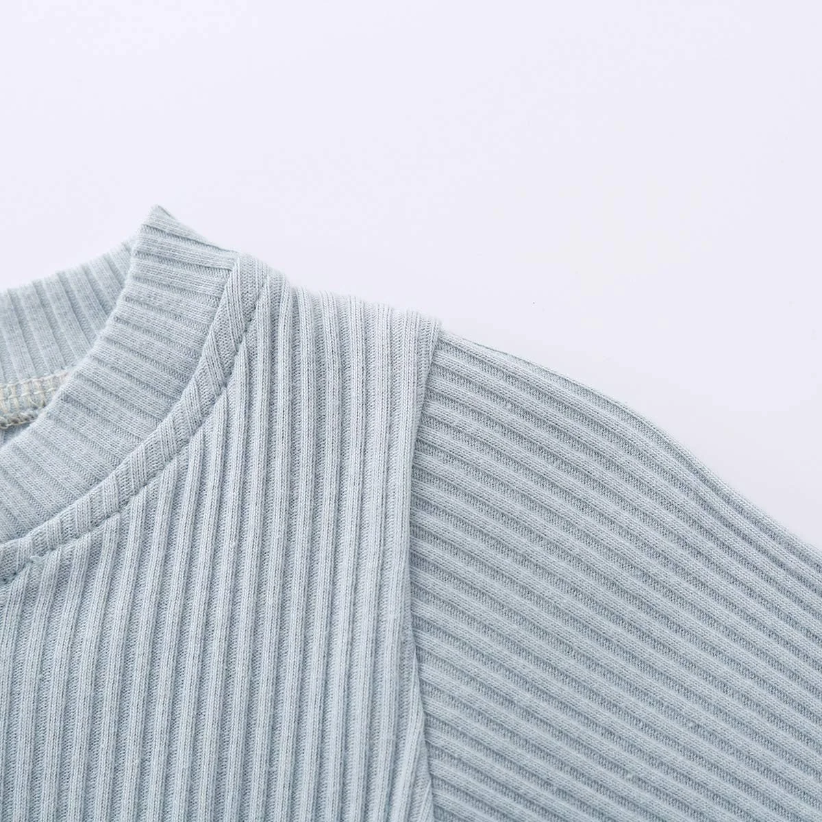 لباس نوزادی پسرانه دخترانه، بافتنی دنده ای، پنبه ای، آستین بلند، رامپر، شلوار بلند، رنگ ثابت، مناسب پاییز و زمستان