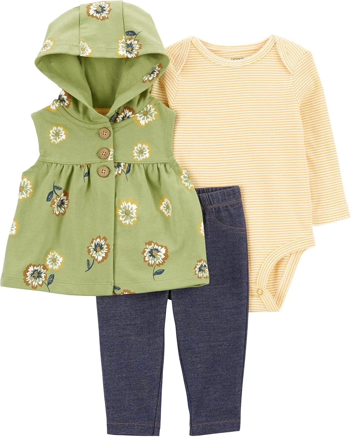 ست سه تکه جلیقه، ژاکت و لباس دخترانه کارترز