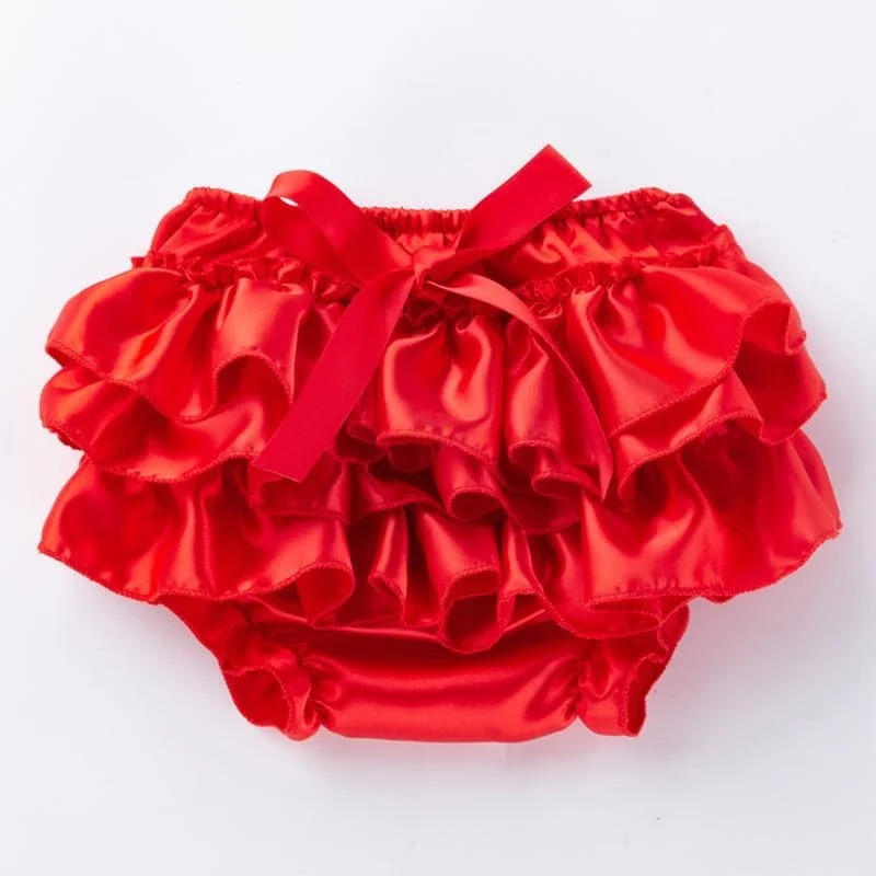 ست 3 عددی شورت نوزادی دخترانه، زیرپوش، شورت پفی چین دار، شورت فانتزی با کمر کشی و پاپیون