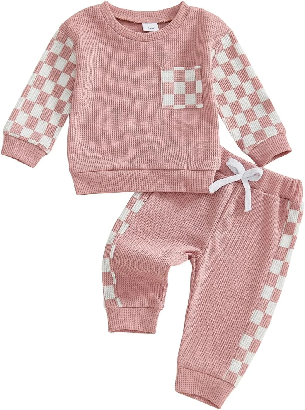 لباس بچه گانه دخترانه با رنگ متضاد، مناسب پاییز و زمستان، شامل بلوز آستین بلند و شلوار، ست نوزادی