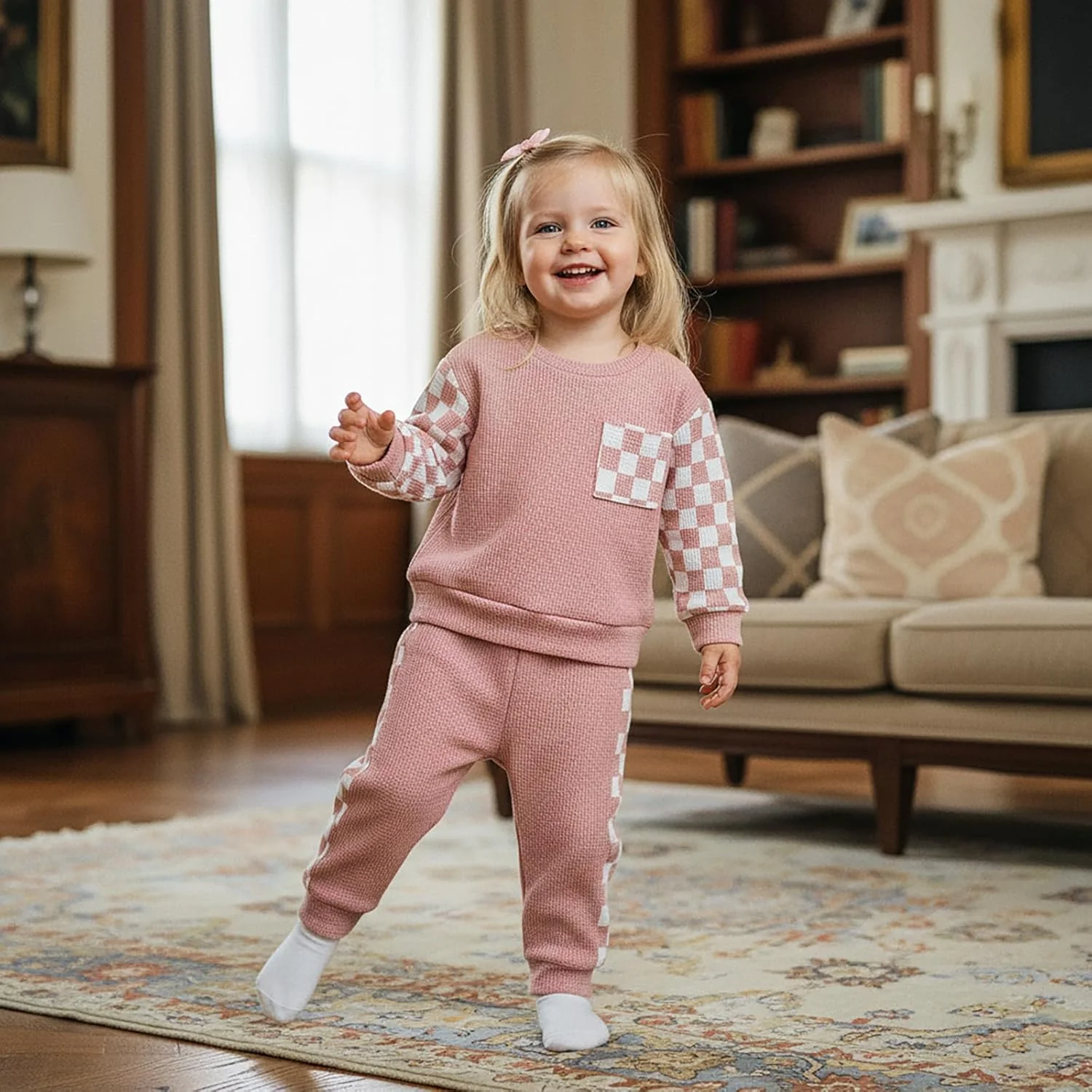 لباس بچه گانه دخترانه با رنگ متضاد، مناسب پاییز و زمستان، شامل بلوز آستین بلند و شلوار، ست نوزادی لباس بچه گانه دخترانه با رنگ متضاد، مناسب پاییز و زمستان، شامل بلوز آستین بلند و شلوار، ست نوزادی