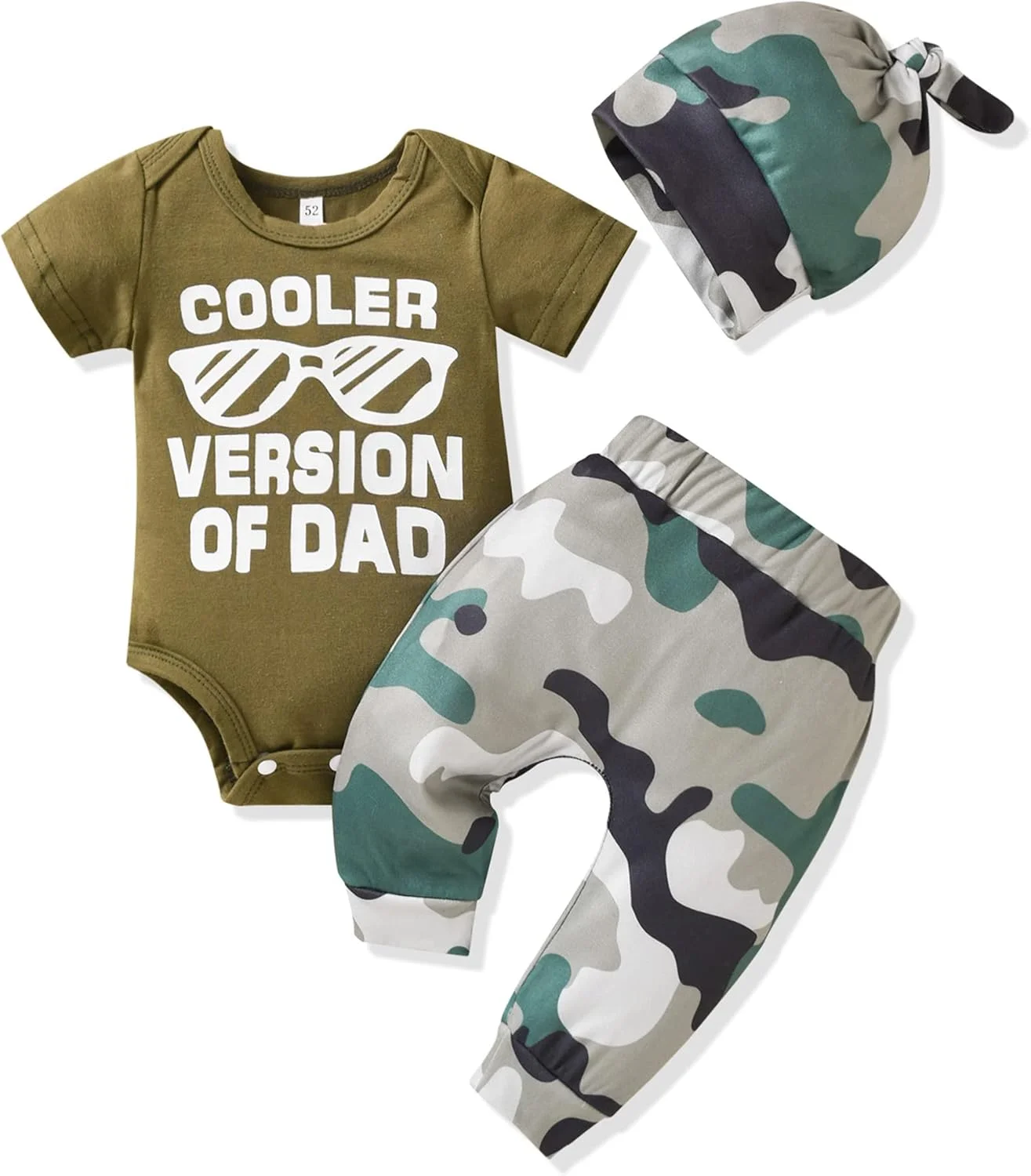 لباس نوزادی پسرانه و دخترانه با طرح "من تازه واردم" شامل بادی، شلوار و کلاه