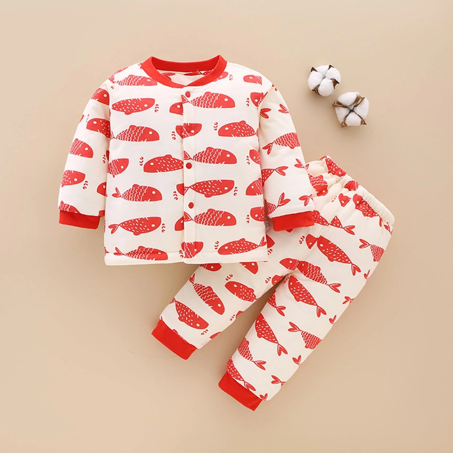 ست لباس زمستانی نوزادی 2 تکه، پسرانه و دخترانه، پنبه ای، آستین بلند، ژاکت ضخیم دکمه دار + شلوار گرم، 0-24 ماه ست لباس زمستانی نوزادی 2 تکه، پسرانه و دخترانه، پنبه ای، آستین بلند، ژاکت ضخیم دکمه دار + شلوار گرم، 0-24 ماه