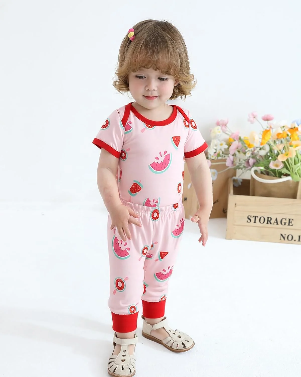 لباس نوزادی دخترانه، ست لباس تابستانی شامل تاپ های بدون سرشانه، شورت و هدبند