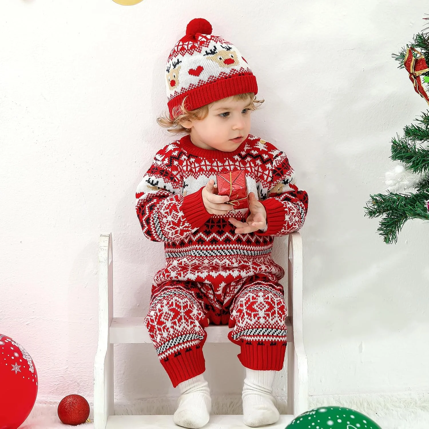 لباس های نوزادی کریسمس Hadetoto، رامپر بافتنی، سرهمی، لباس نوزاد، هدیه نوزاد