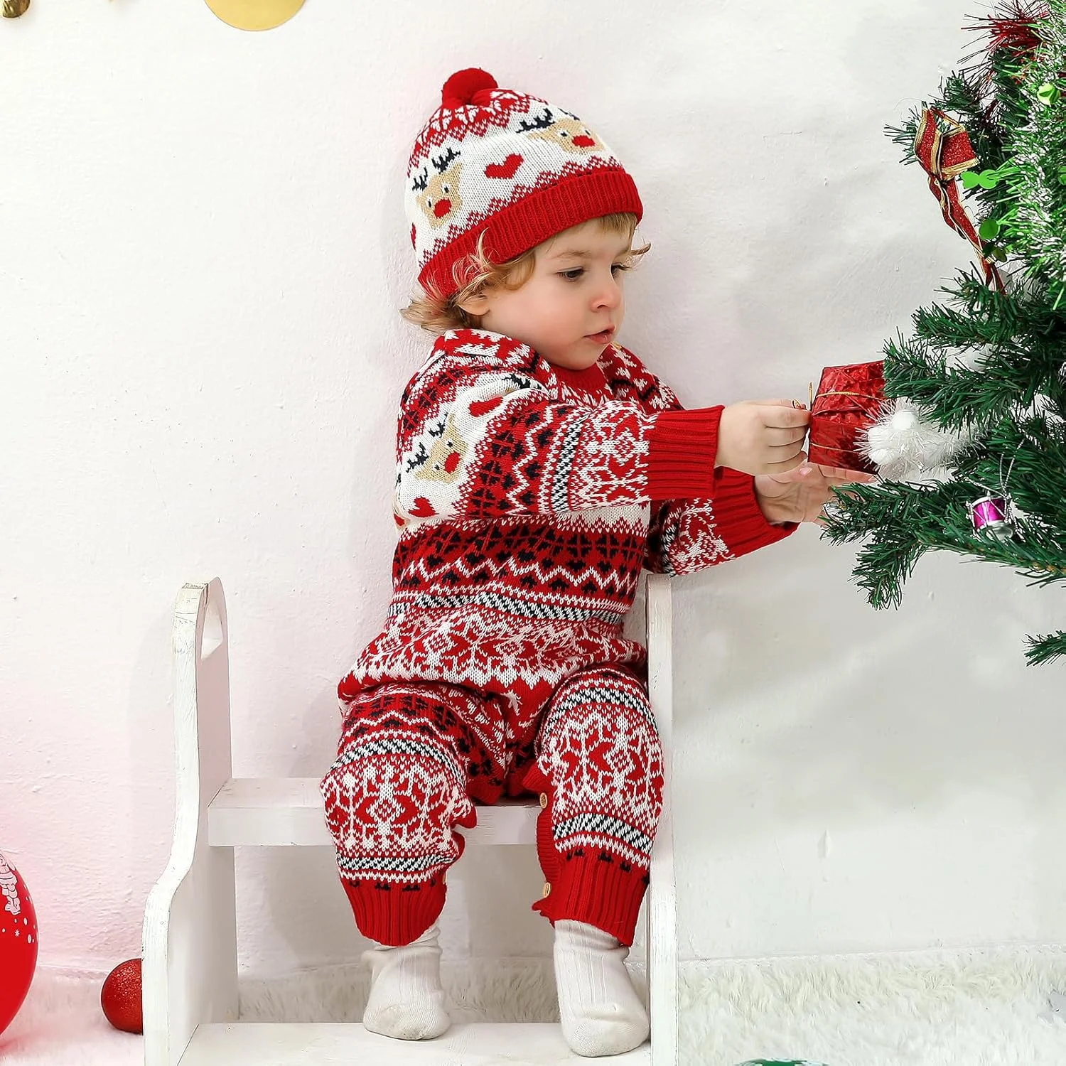 لباس های نوزادی کریسمس Hadetoto، رامپر بافتنی، سرهمی، لباس نوزاد، هدیه نوزاد