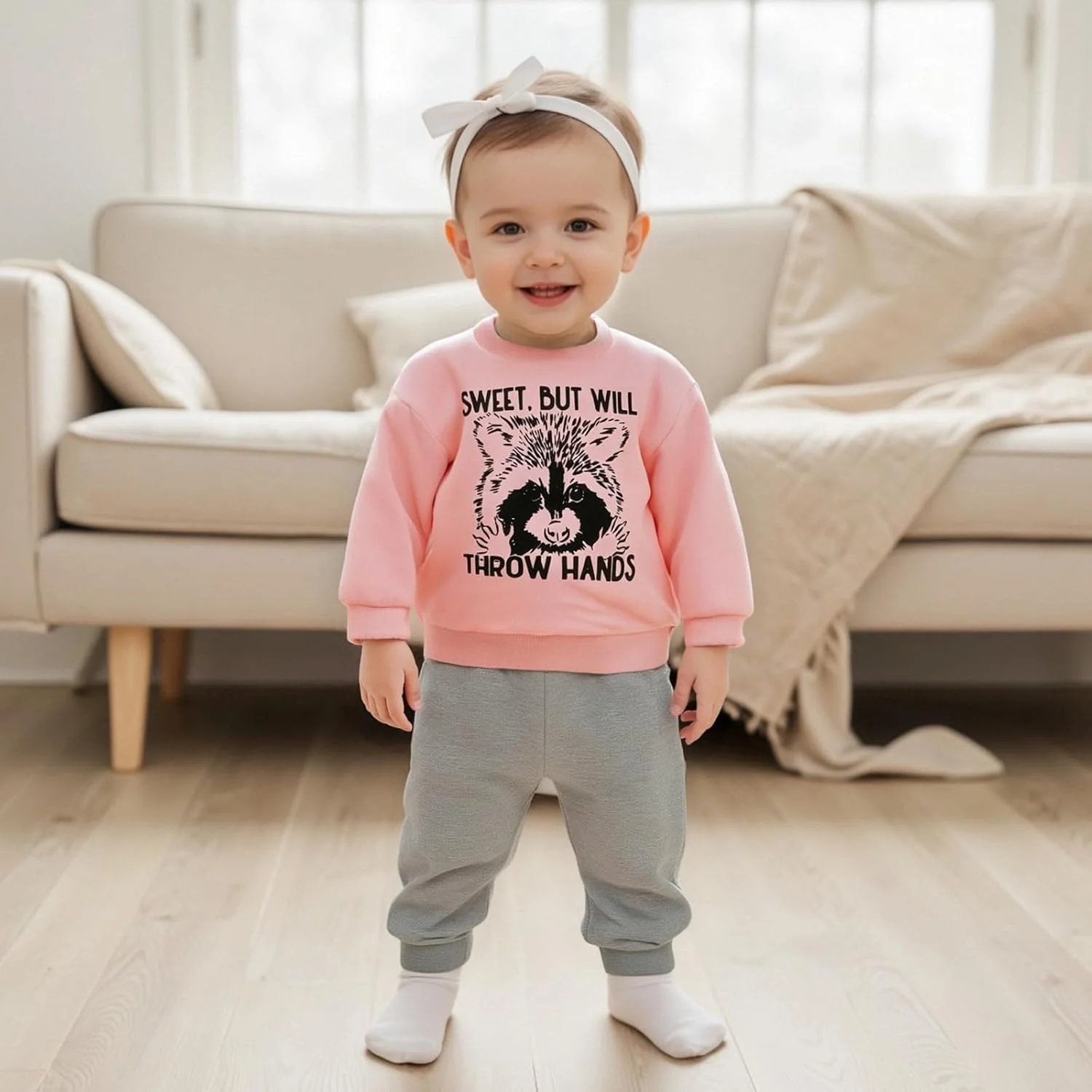 ست لباس پاییزی دخترانه بچه گانه، تاپ بلوز طرح دار و شلوار کمر کش دار، مناسب نوزاد