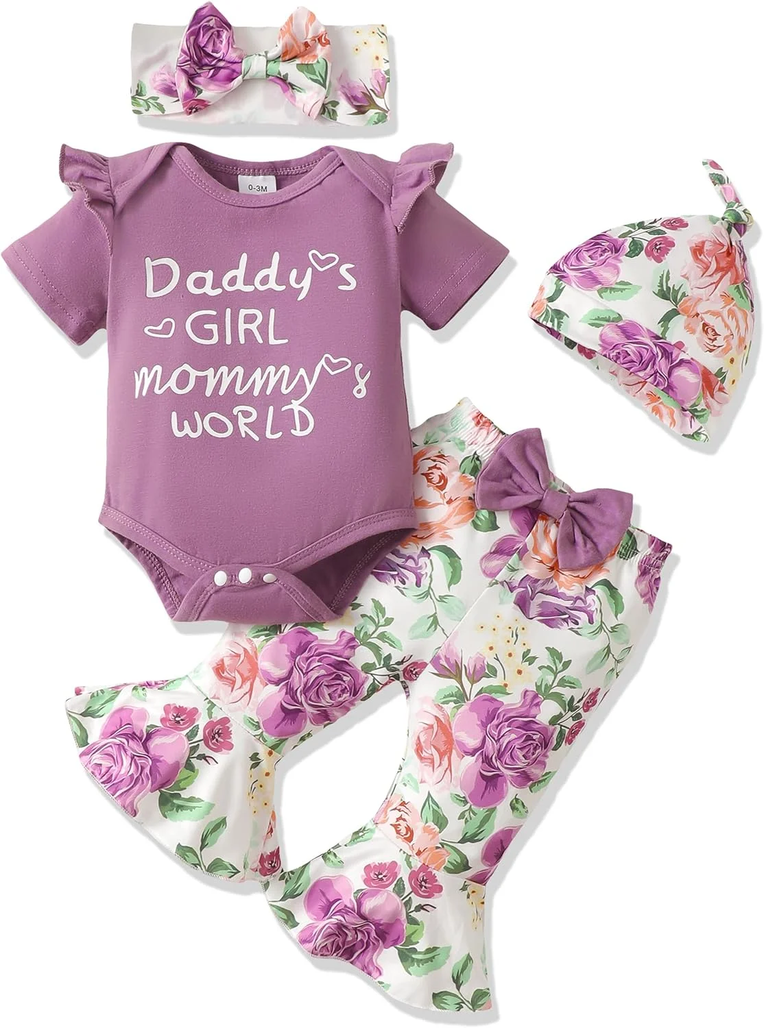 ست لباس دخترانه بچه گانه شامل بلوز آستین بلند چین دار و شلوار، مناسب فصل پاییز و زمستان، سایز 9 ماه تا 4 سال