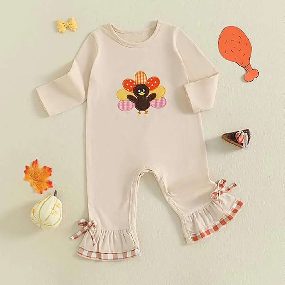 ست لباس نوزادی دخترانه، رامپر آستین بلند و شلوار زنگوله ای، مناسب فصل پاییز، 0 تا 18 ماه