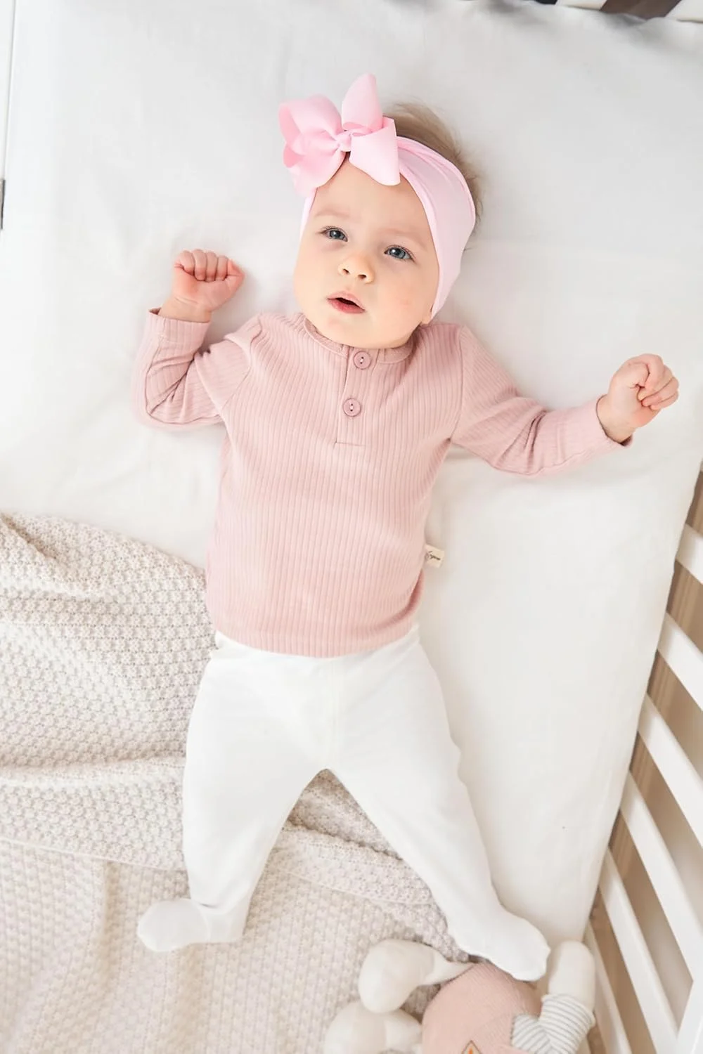 شلوار نوزادی پا دار، مناسب نوزاد 0 تا 12 ماه، بسته 2 عددی، سفید کرمی، 3-6 ماه