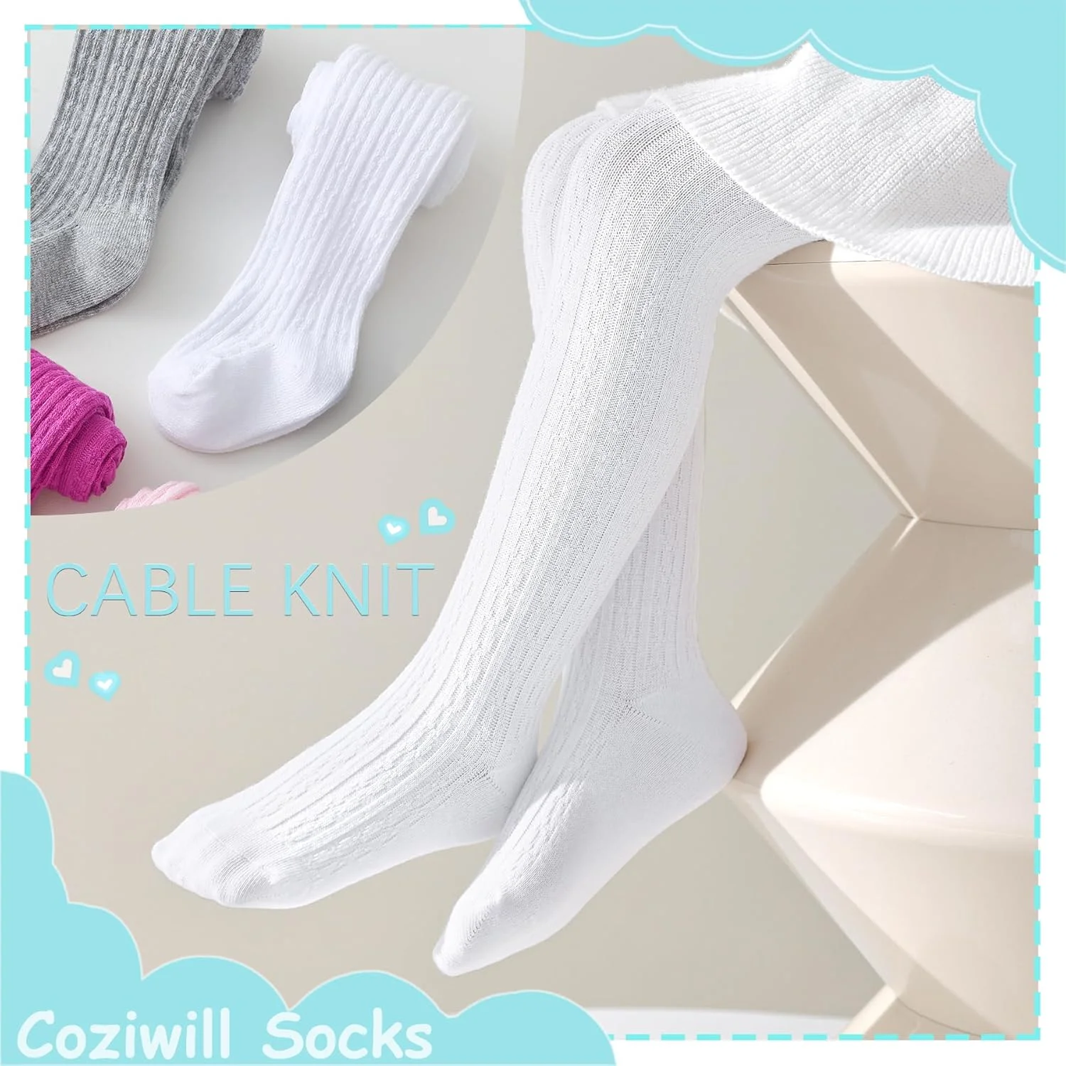 جوراب شلواری بچگانه، جوراب ساق بلند نوزاد، جوراب شلواری بافتنی نرم پنبه ای، ساق شلواری دخترانه نوزادی 0-4 سال