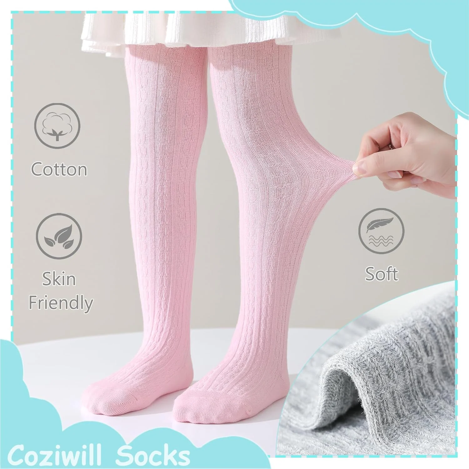 جوراب شلواری بچگانه، جوراب ساق بلند نوزاد، جوراب شلواری بافتنی نرم پنبه ای، ساق شلواری دخترانه نوزادی 0-4 سال