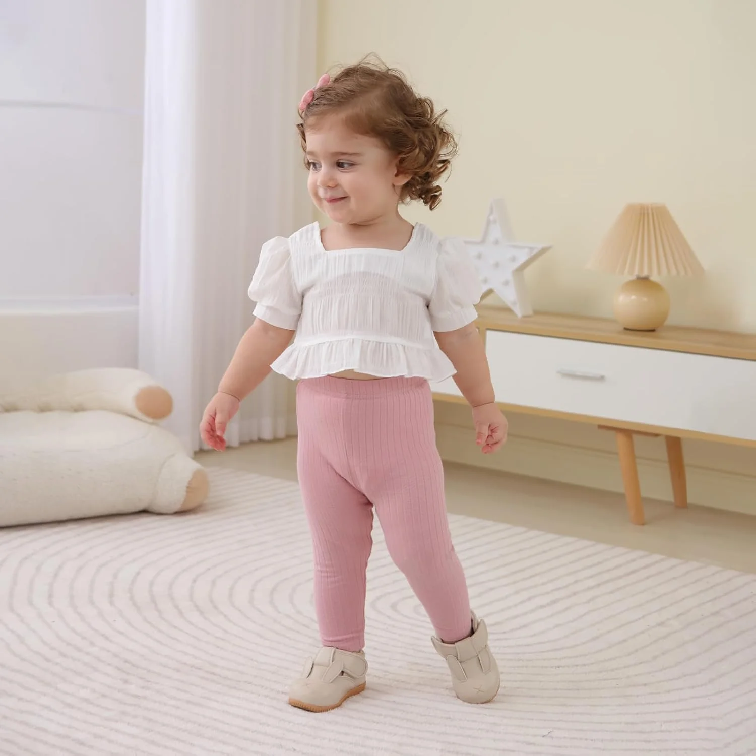 دریم باس: ست 5 عددی شلوار دخترانه، شلوار کبریتی ساده با تزیین توری، شلوار نوزادی پنبه ای