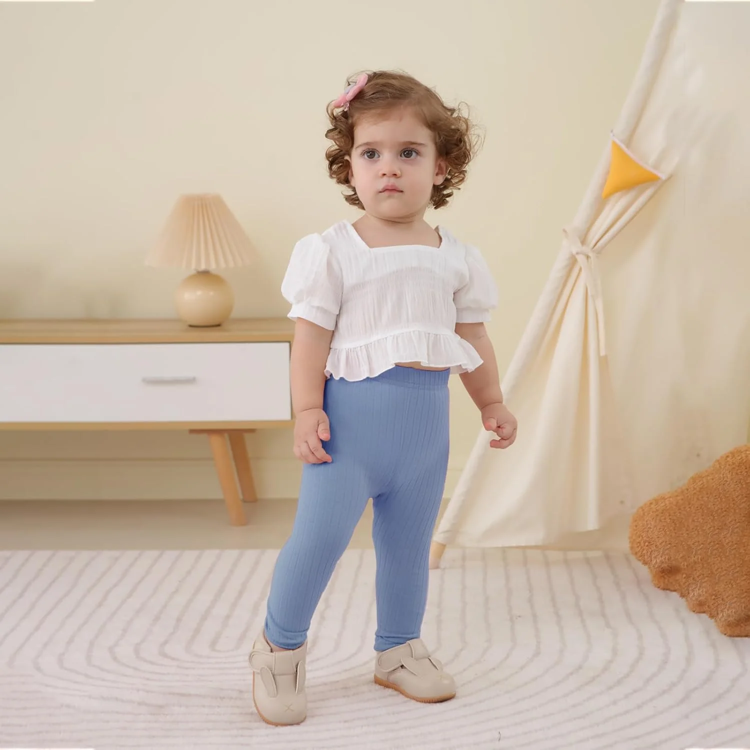 دریم باس: ست 5 عددی شلوار دخترانه، شلوار کبریتی ساده با تزیین توری، شلوار نوزادی پنبه ای