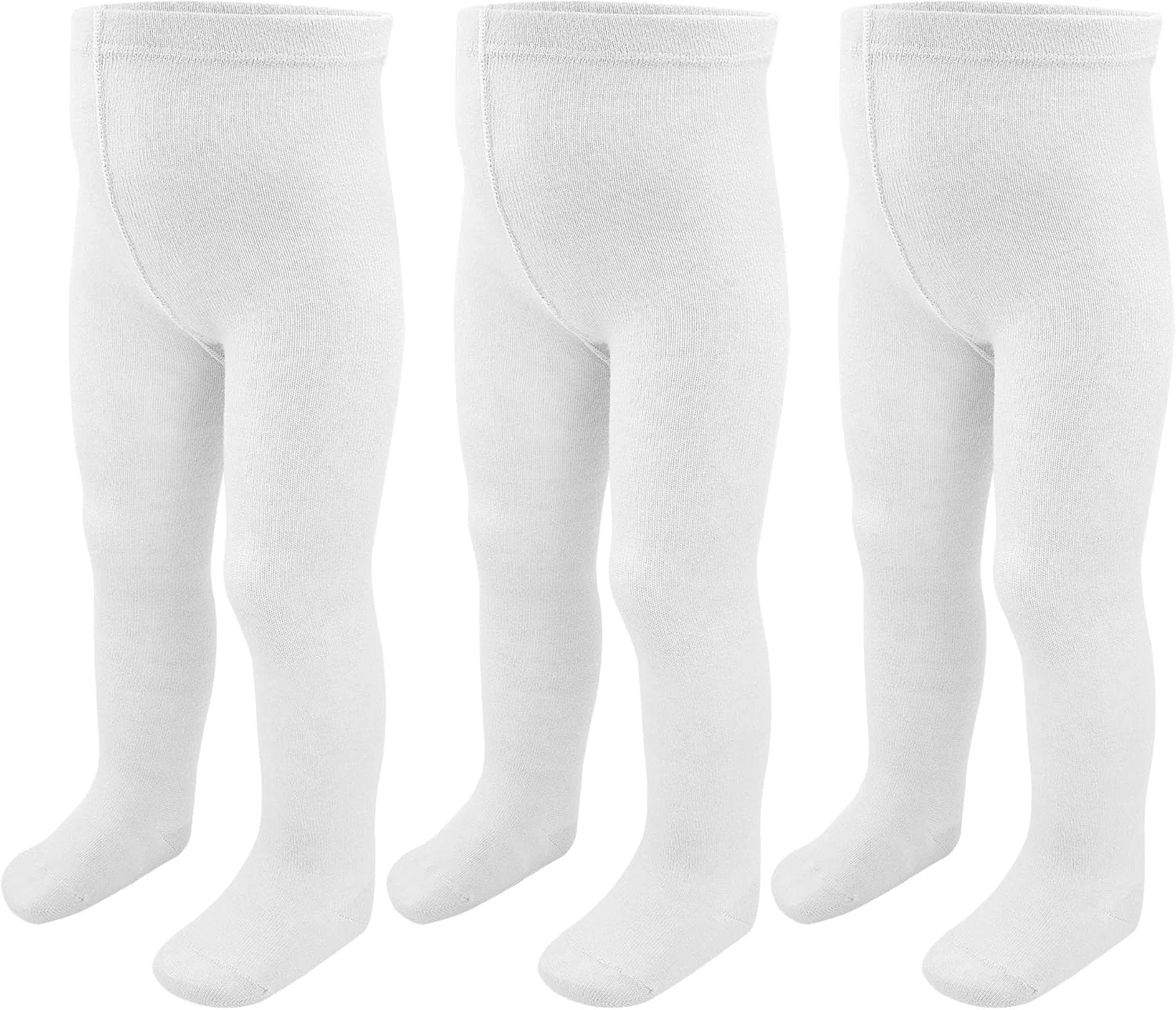 جوراب شلواری دخترانه بچه گانه، 3 عددی، نخی، بدون درز، ضخیم، 0-24 ماهگی، جوراب ساق بلند نوزادی