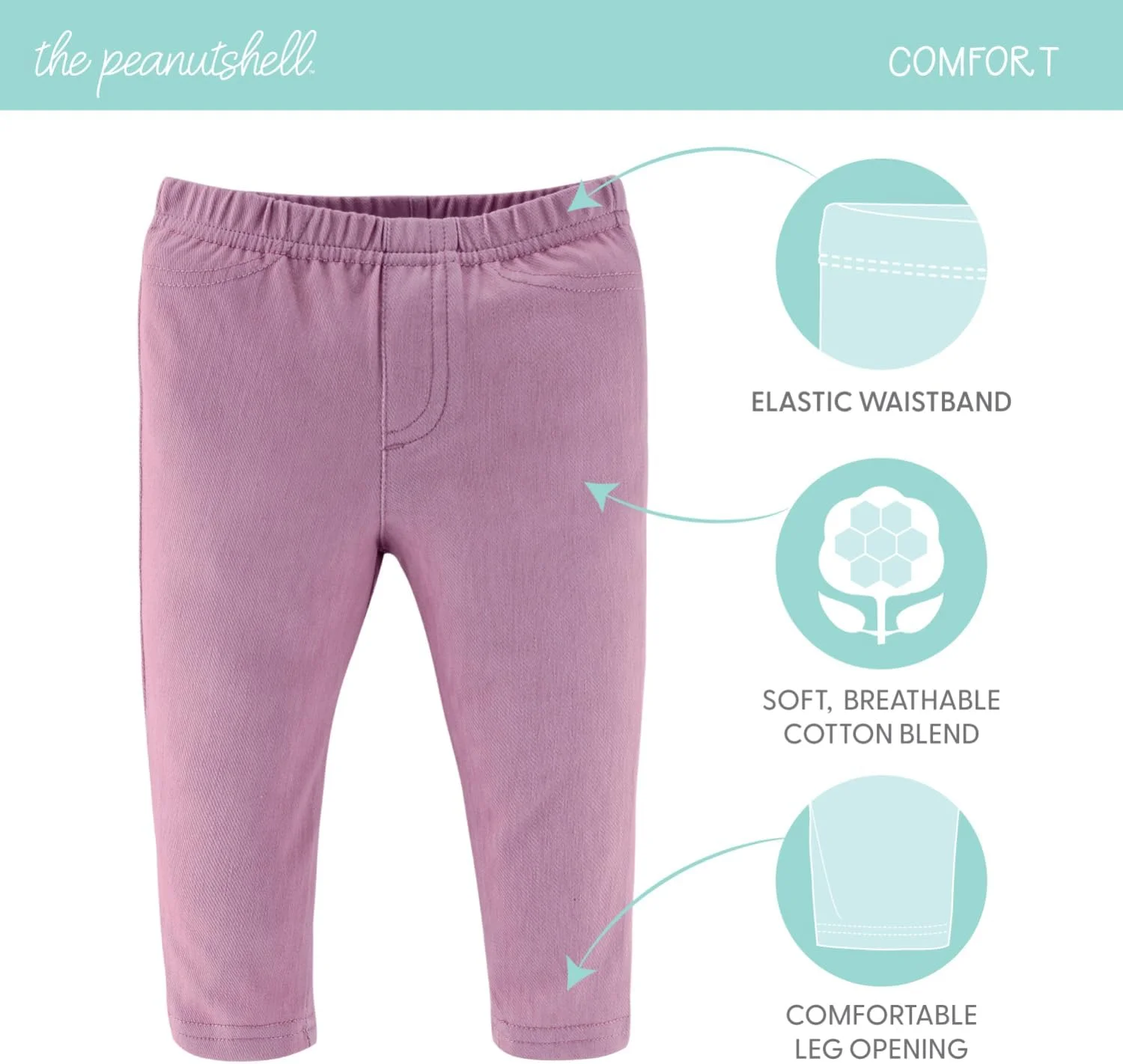 شلوار دخترانه کودکانه Peanutshell، جین نرم و کشسان، شلوار جین نوزادی دخترانه، لگینگ، لباس کودک، از نوزادی تا 24 ماهگی