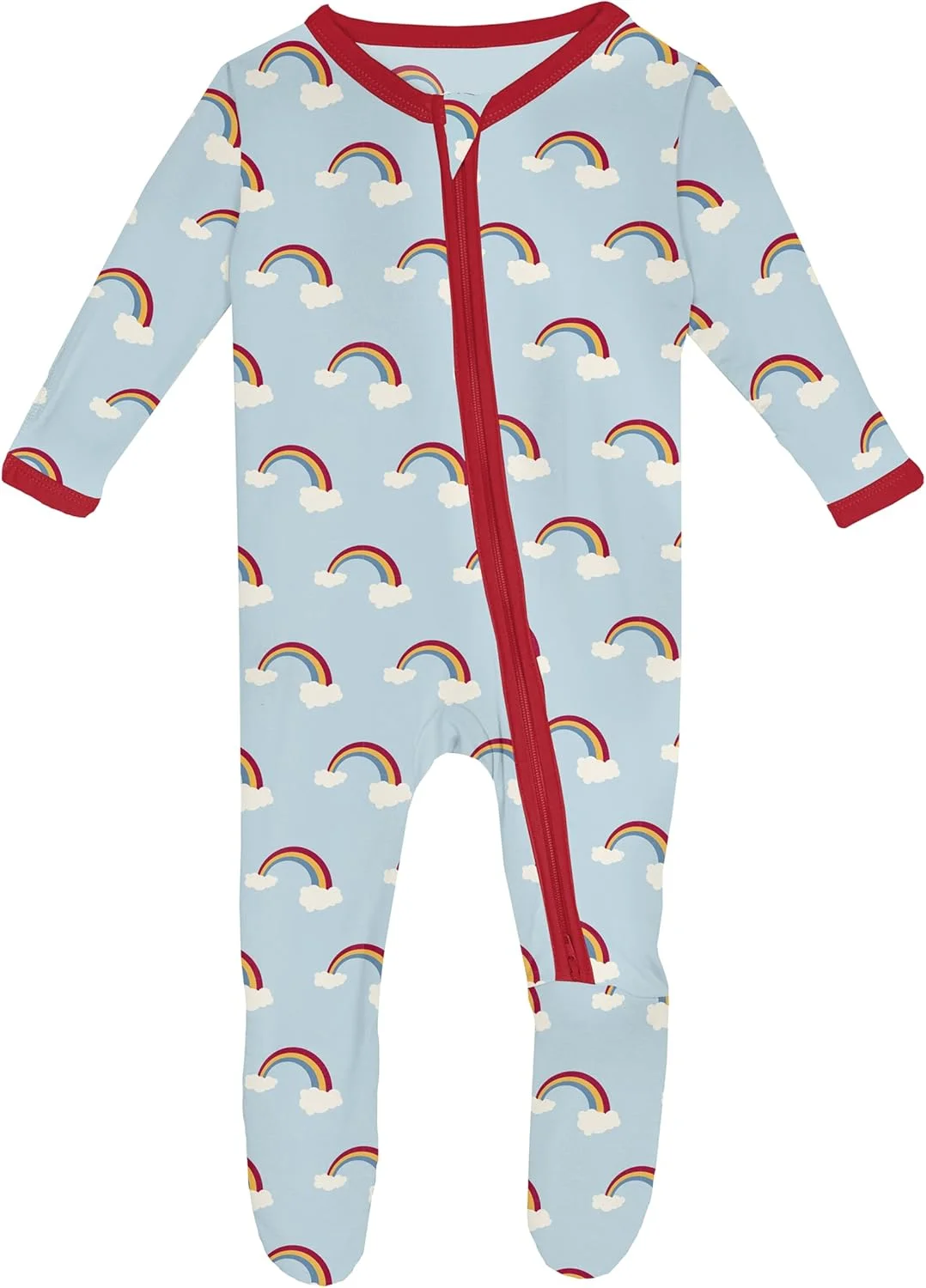 لباس خواب یکسره زیپ‌دار کیکی، مناسب نوزاد پسر یا دختر، لباس فوق‌العاده نرم کودک (رنگین کمان آسمان بهاری - 3-6 ماهگی)، رنگین کمان آسمان بهاری، 3-6 ماهگی