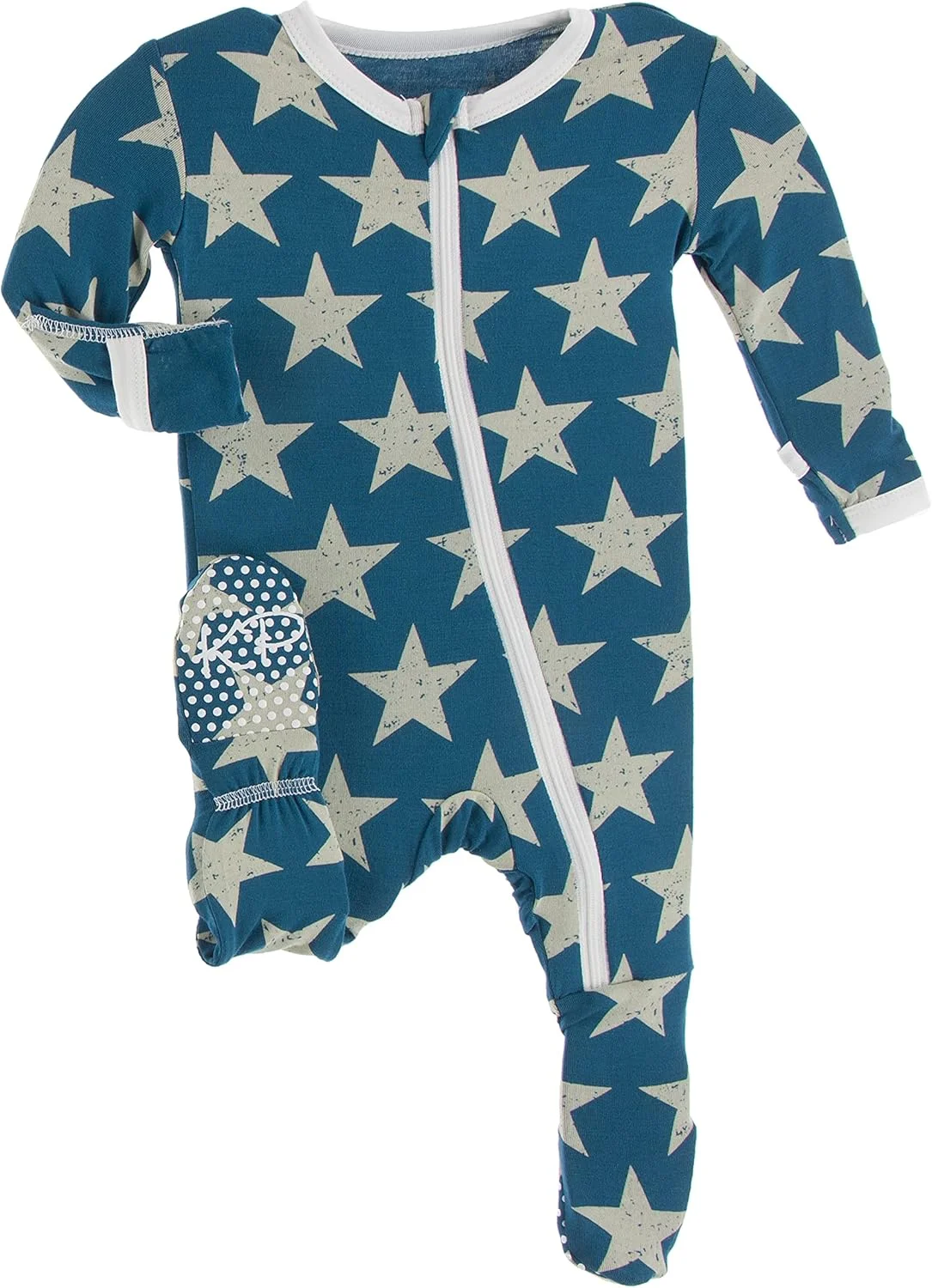 لباس سرهمی زیپ‌دار طرح ستاره و راه راه مناسب نوزادان دختر و پسر