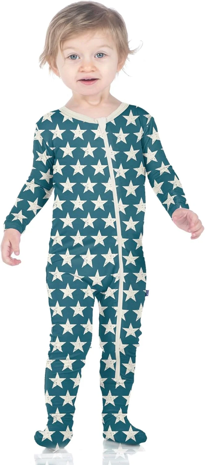 لباس سرهمی زیپ‌دار طرح ستاره و راه راه مناسب نوزادان دختر و پسر